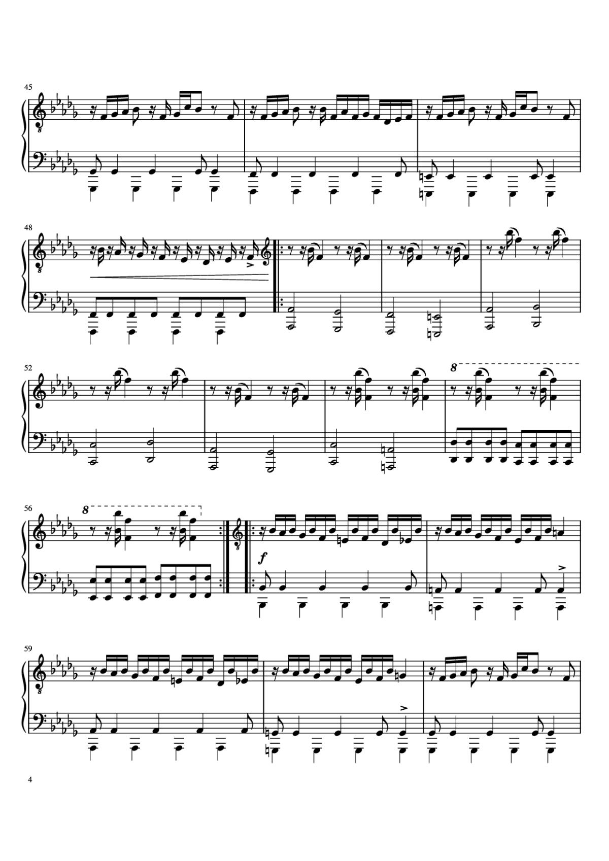 Page 4 of the piano sheet music PDF Piano – Castle Vein Piano by Heaven Pierce Her - Hakita