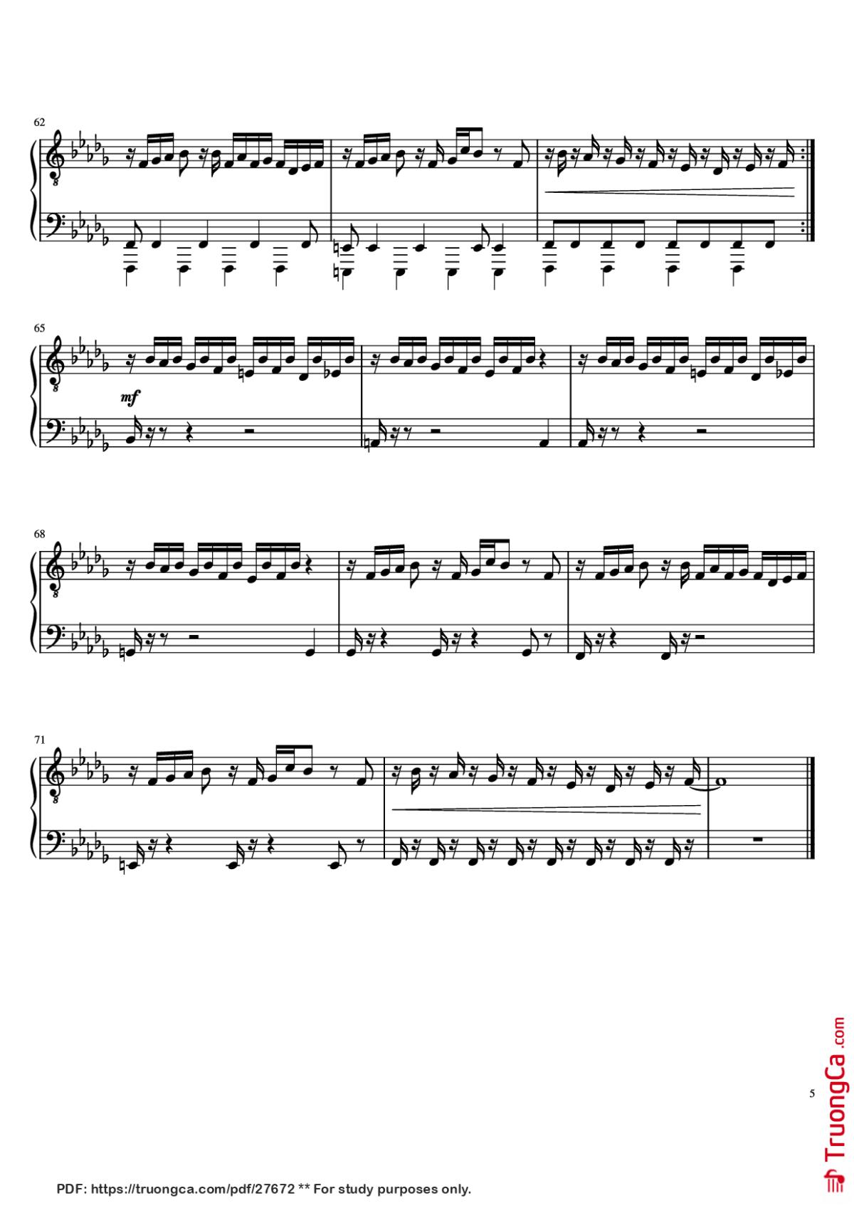 Page 5 of the piano sheet music PDF Piano – Castle Vein Piano by Heaven Pierce Her - Hakita