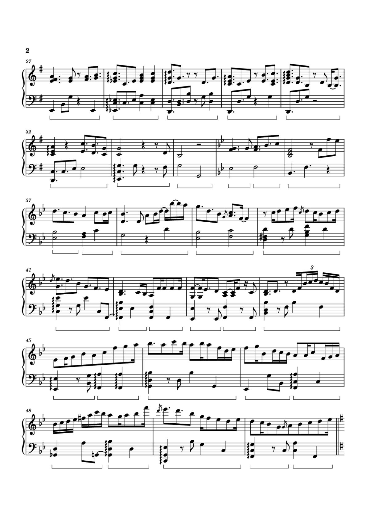 Page 2 of the piano sheet music PDF Piano – Open A Gate Piano by Izumi Hirotaka