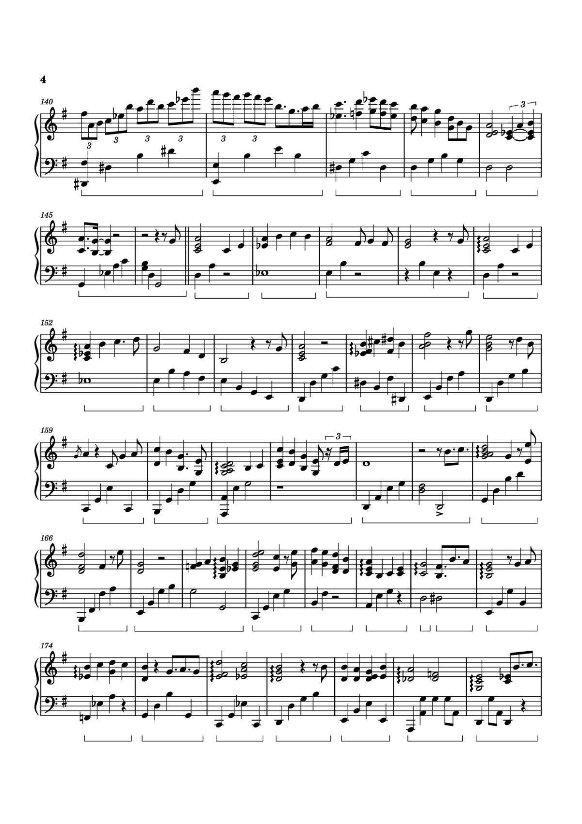Page 4 of the piano sheet music PDF Piano – Forgotten Saga Piano by Izumi Hirotaka