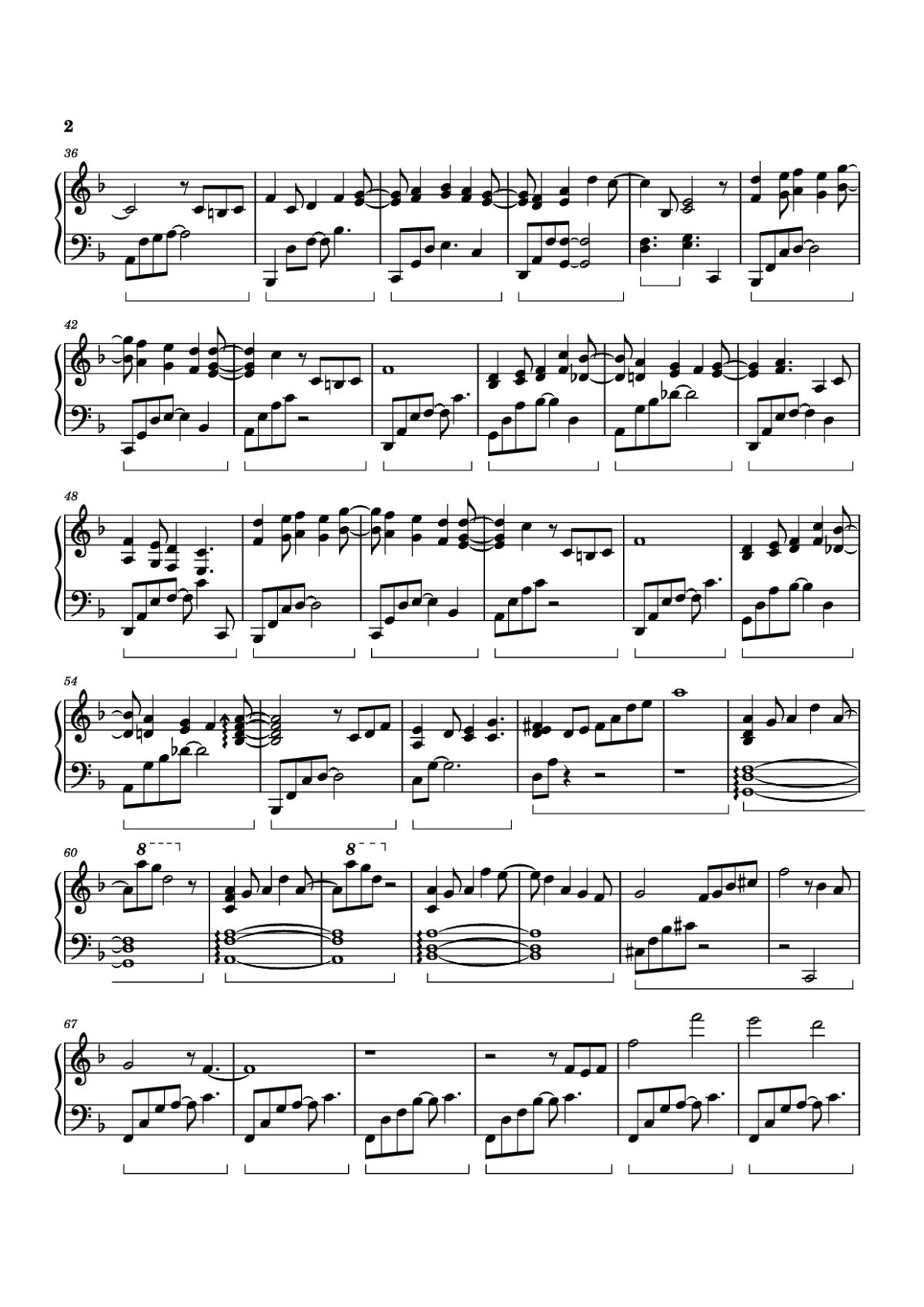 Page 2 of the piano sheet music PDF Piano – Blue Forest Piano by Izumi Hirotaka