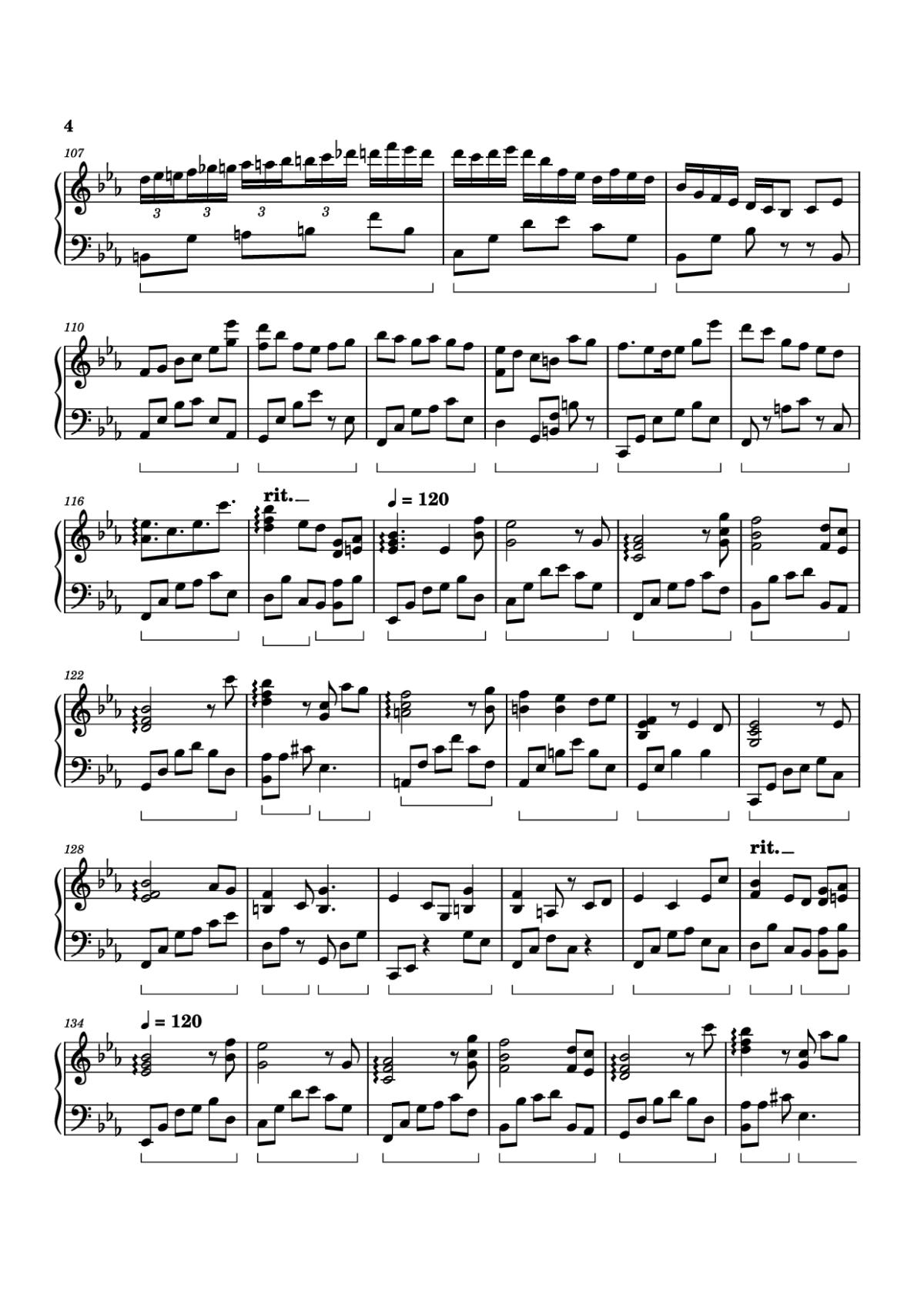Page 4 of the piano sheet music PDF Piano – Heartland Piano by Izumi Hirotaka