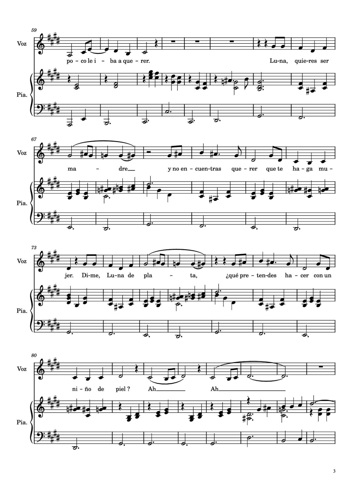 Page 3 of the piano sheet music PDF Piano – Hijo de la Luna Piano by Undefined