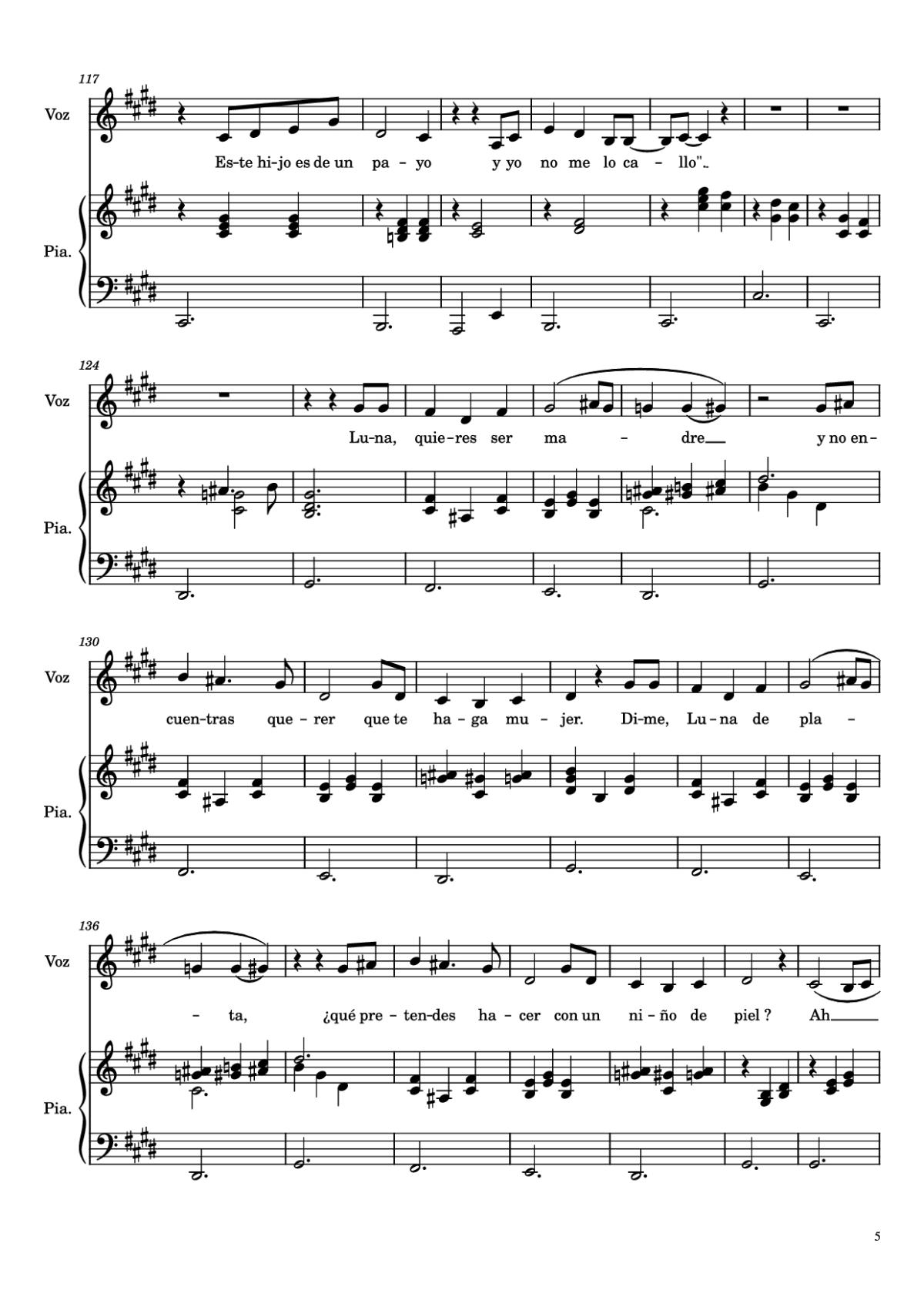 Page 5 of the piano sheet music PDF Piano – Hijo de la Luna Piano by Undefined