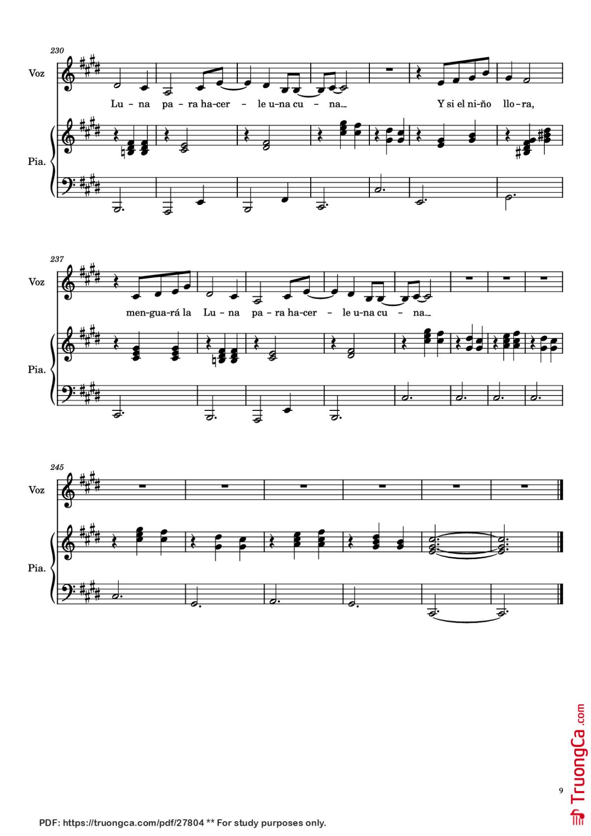 Page 9 of the piano sheet music PDF Piano – Hijo de la Luna Piano by Undefined
