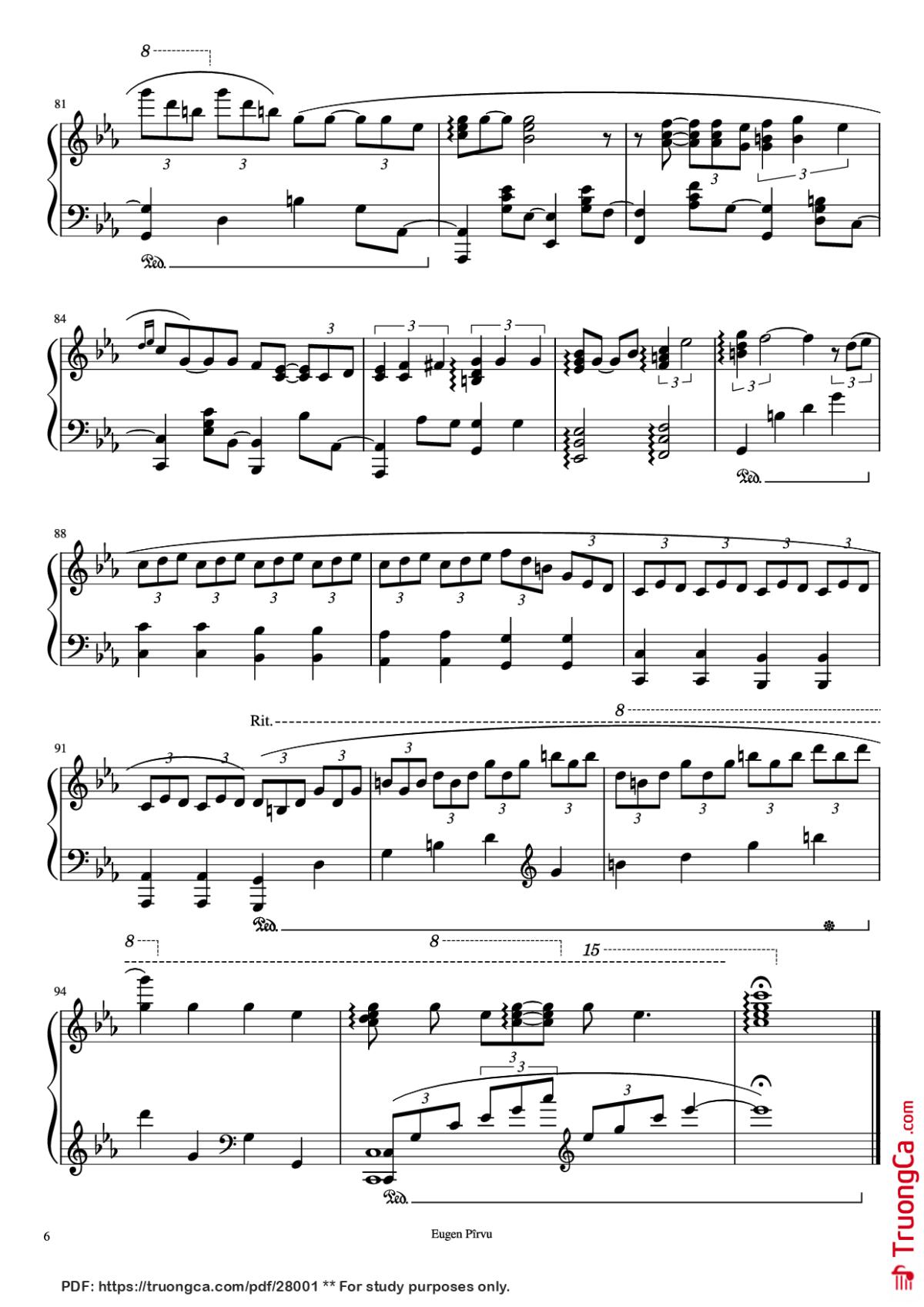 Page 6 of the piano sheet music PDF Piano – Summertime Piano by George Gershwin