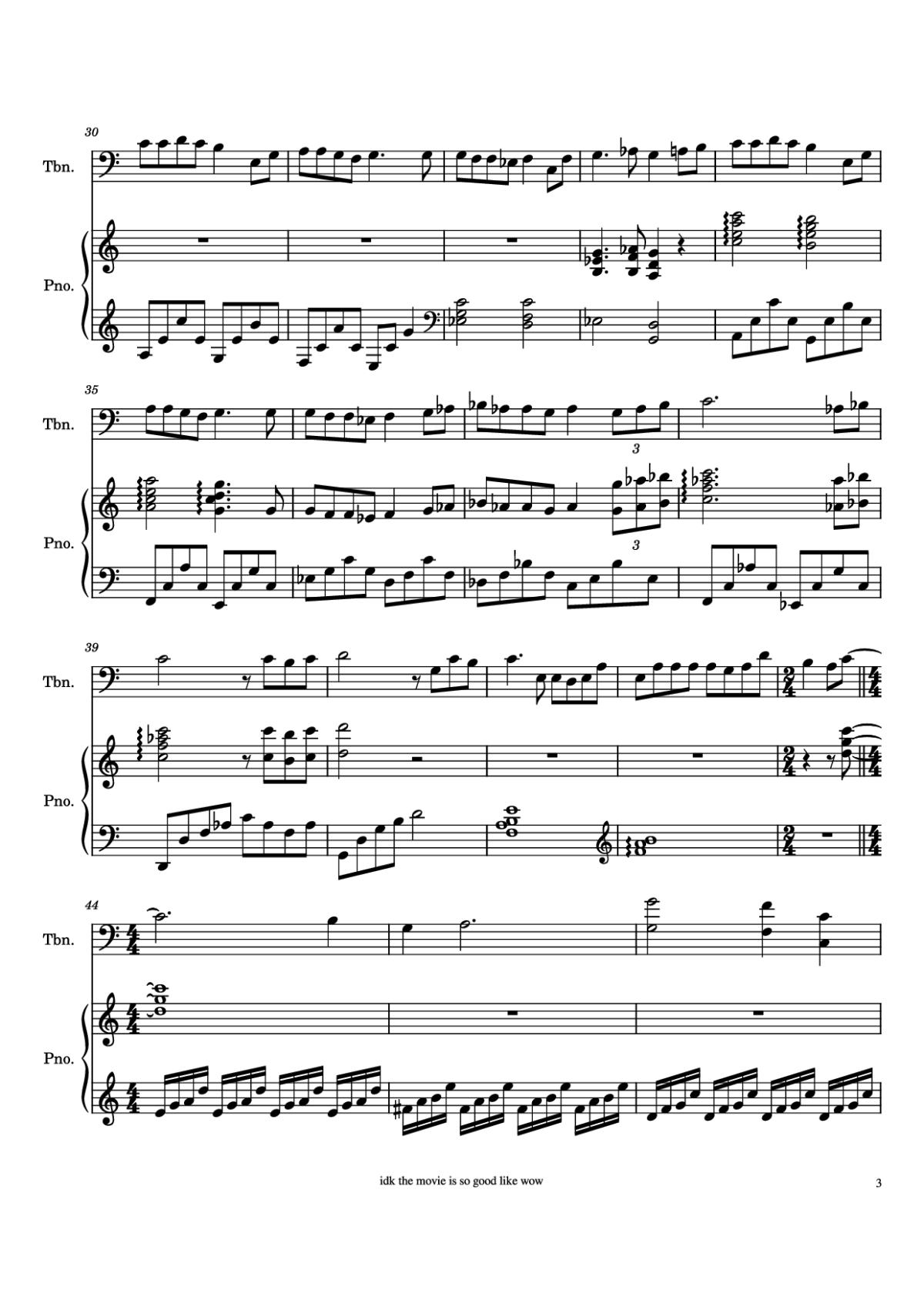 Page 3 of the piano sheet music PDF Piano – One Summer