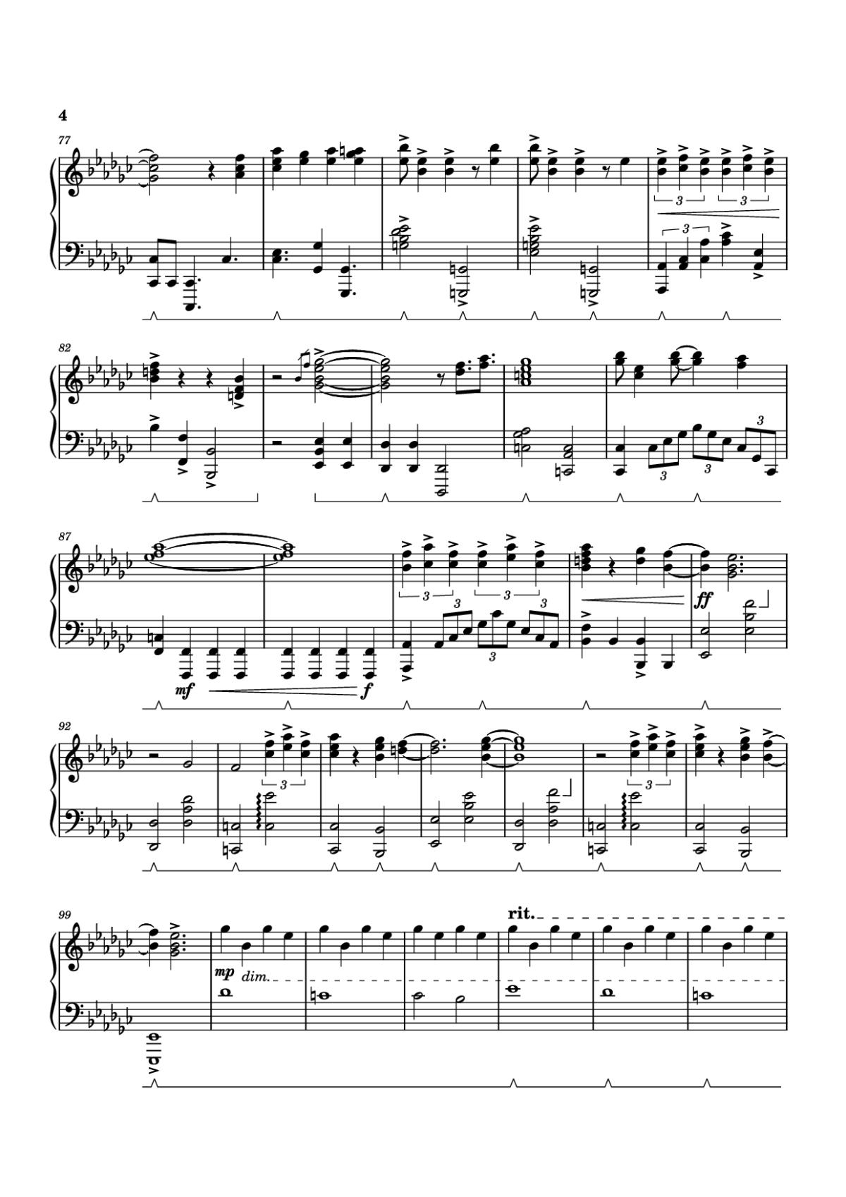 Page 4 of the piano sheet music PDF Piano – Black Sorrow Piano by STUDIO LICO, 최용수