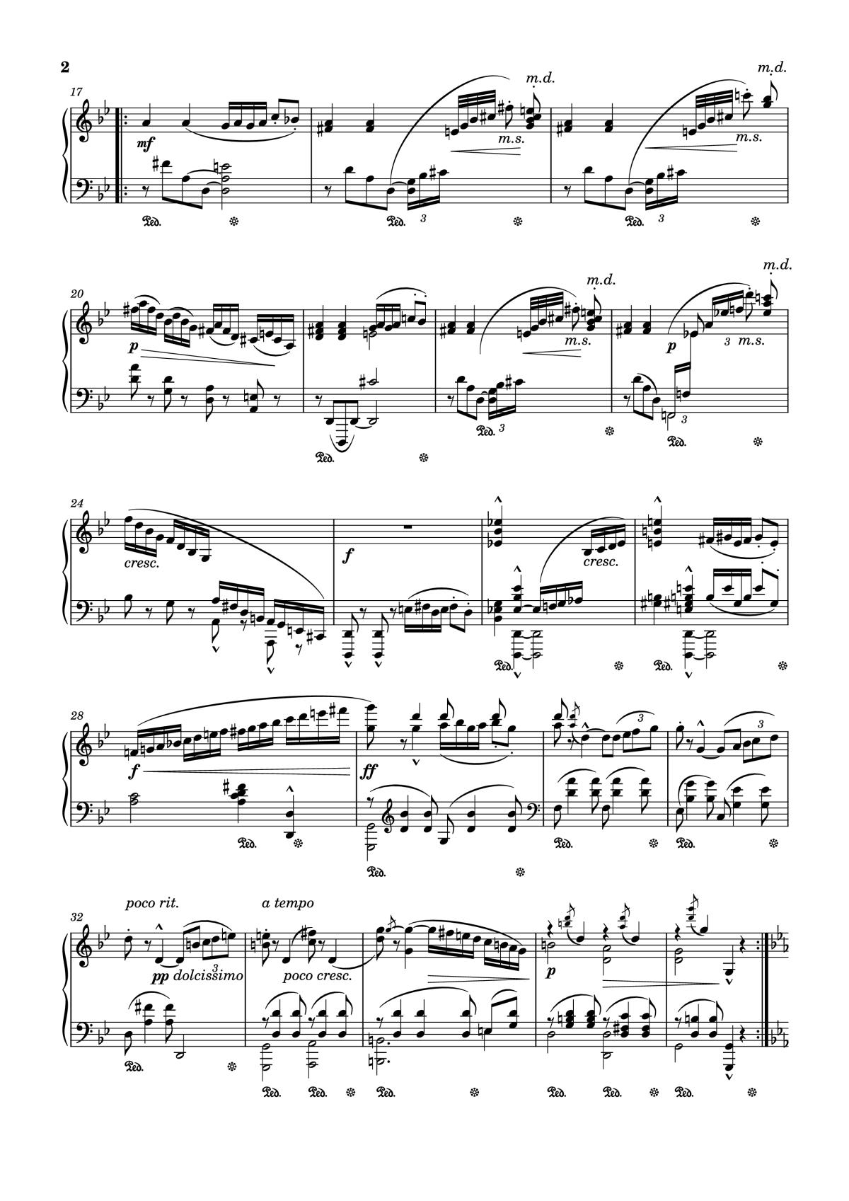 Page 2 of the piano sheet music PDF Piano – Arabesque No. 1 in G Minor Piano by Cécile Chaminade