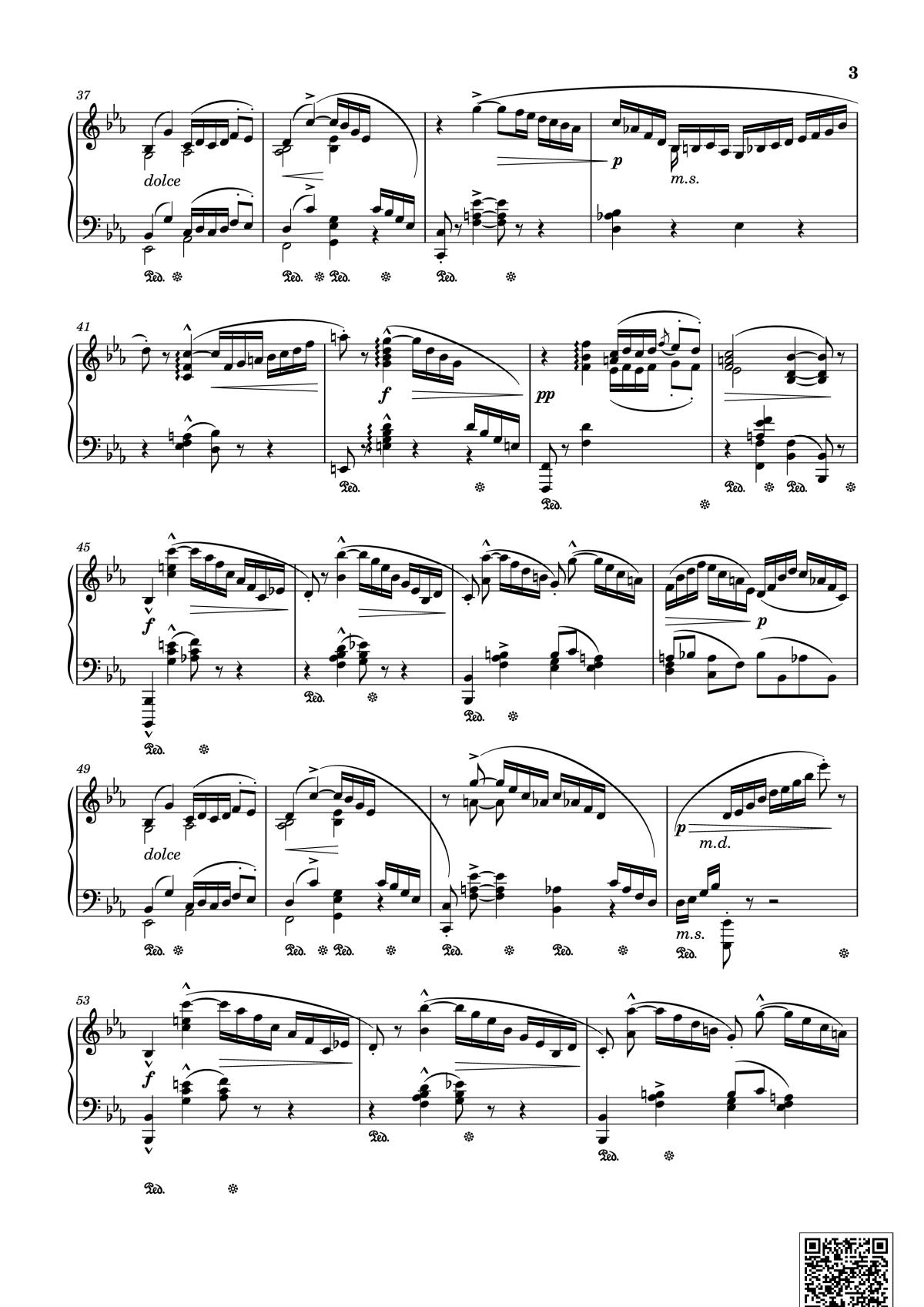 Page 3 of the piano sheet music PDF Piano – Arabesque No. 1 in G Minor Piano by Cécile Chaminade