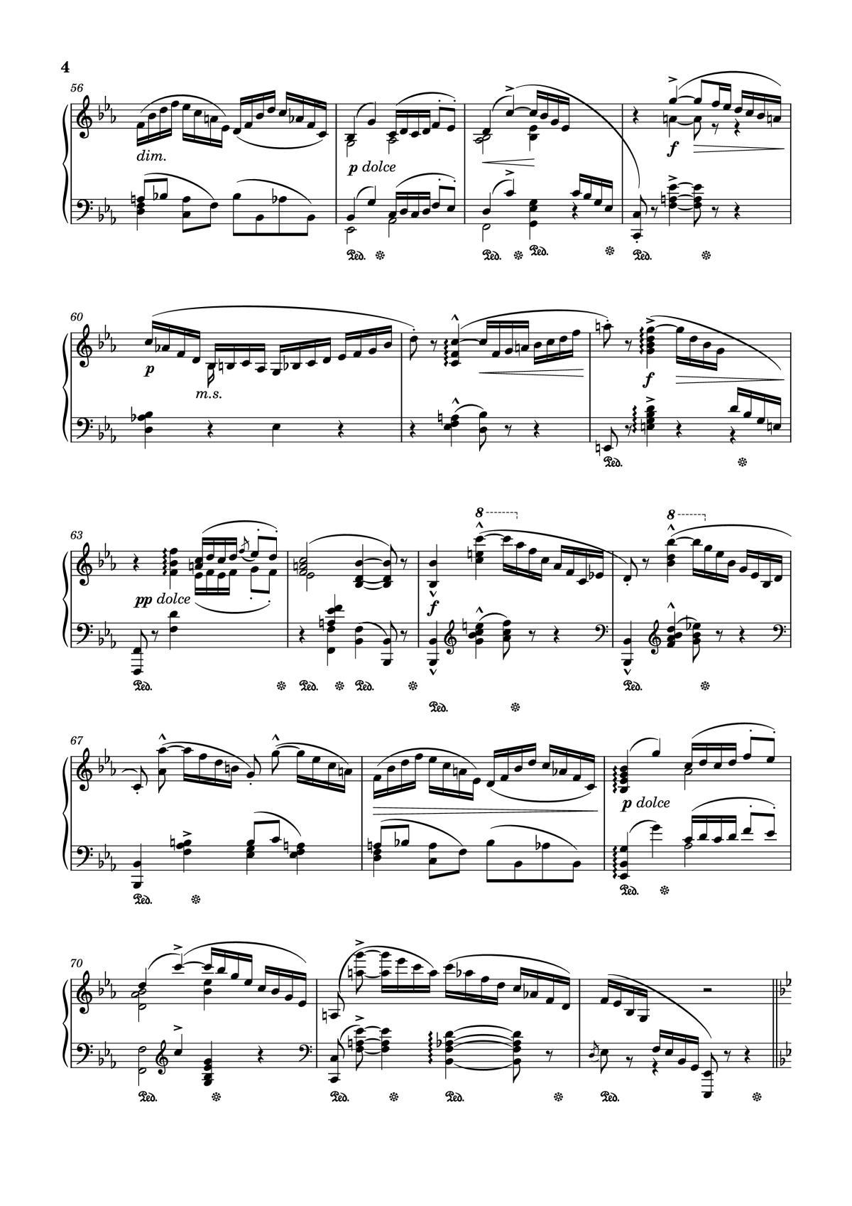 Page 4 of the piano sheet music PDF Piano – Arabesque No. 1 in G Minor Piano by Cécile Chaminade