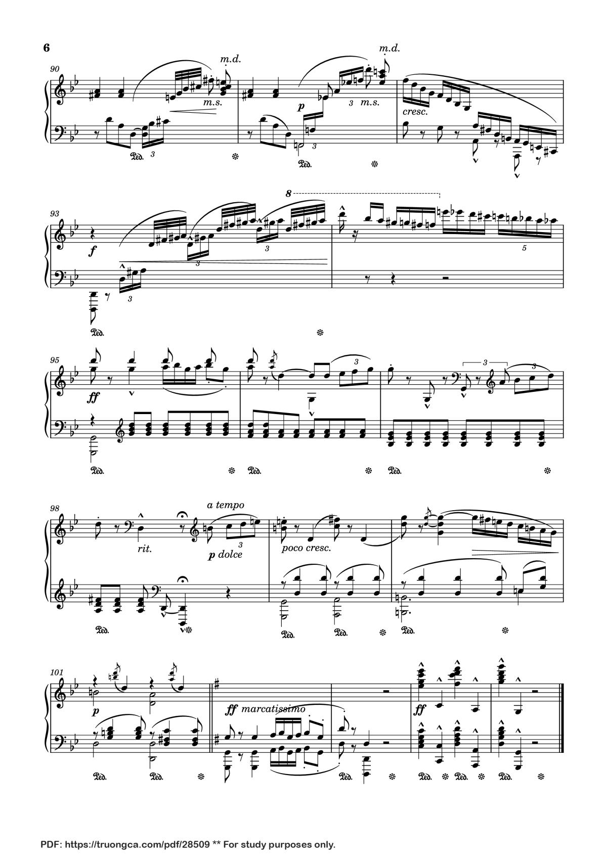 Page 6 of the piano sheet music PDF Piano – Arabesque No. 1 in G Minor Piano by Cécile Chaminade