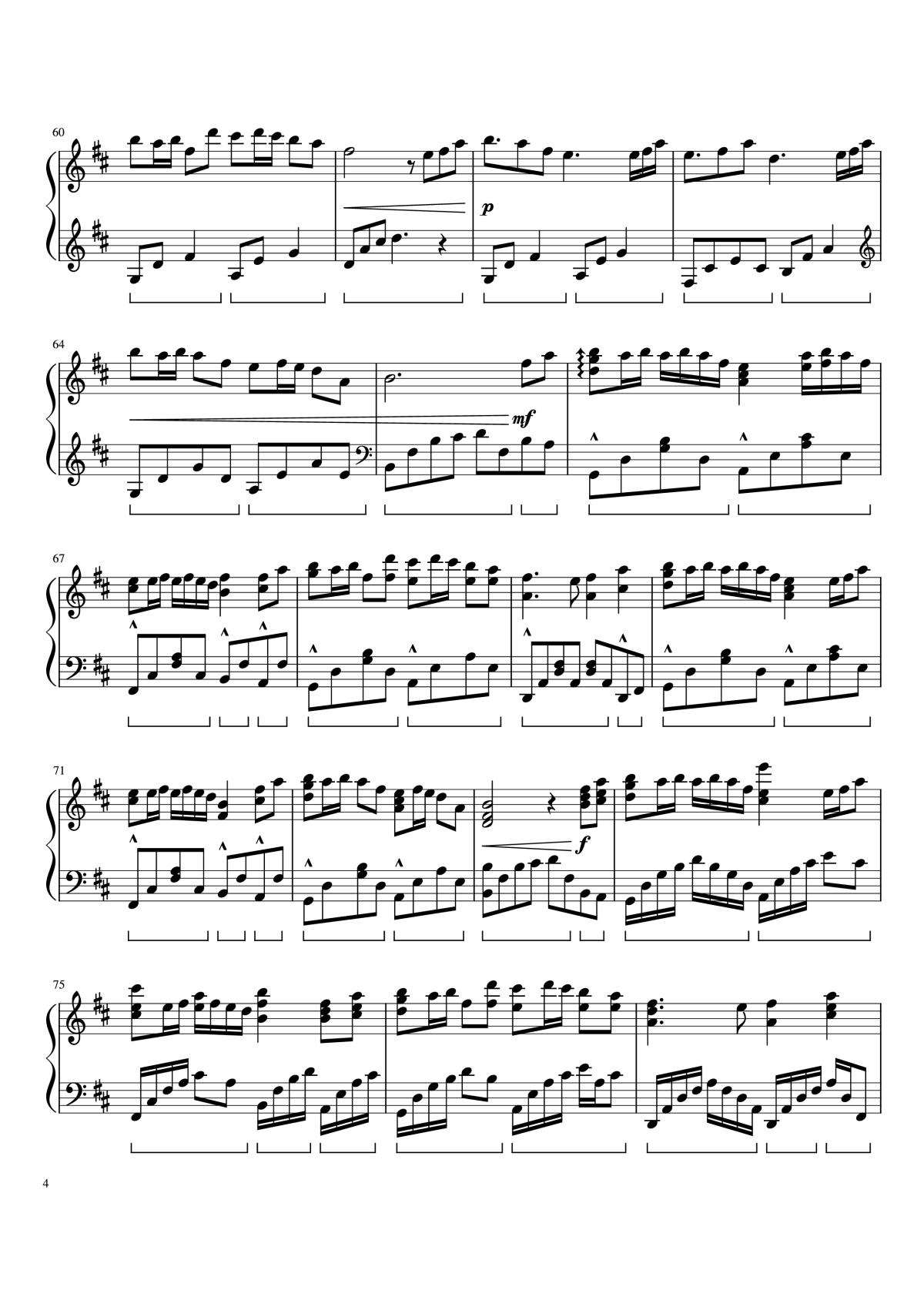 Page 4 of the piano sheet music PDF Piano – Windy Hill Piano by 羽肿