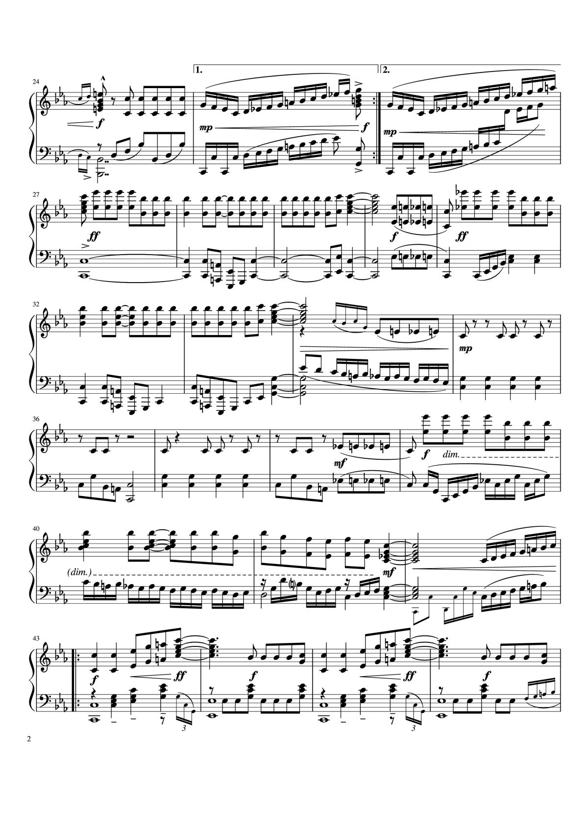 Page 2 of the piano sheet music PDF Piano – Bang Bang Piano by Ariana Grande