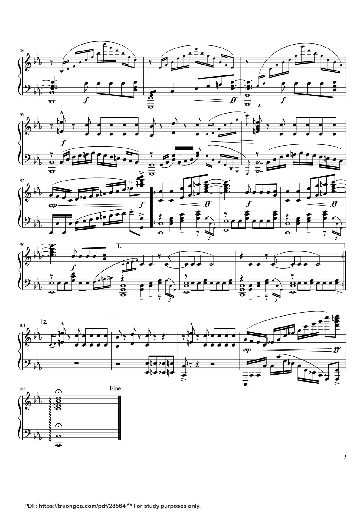 Page 5 of the piano sheet music PDF Piano – Bang Bang Piano by Ariana Grande