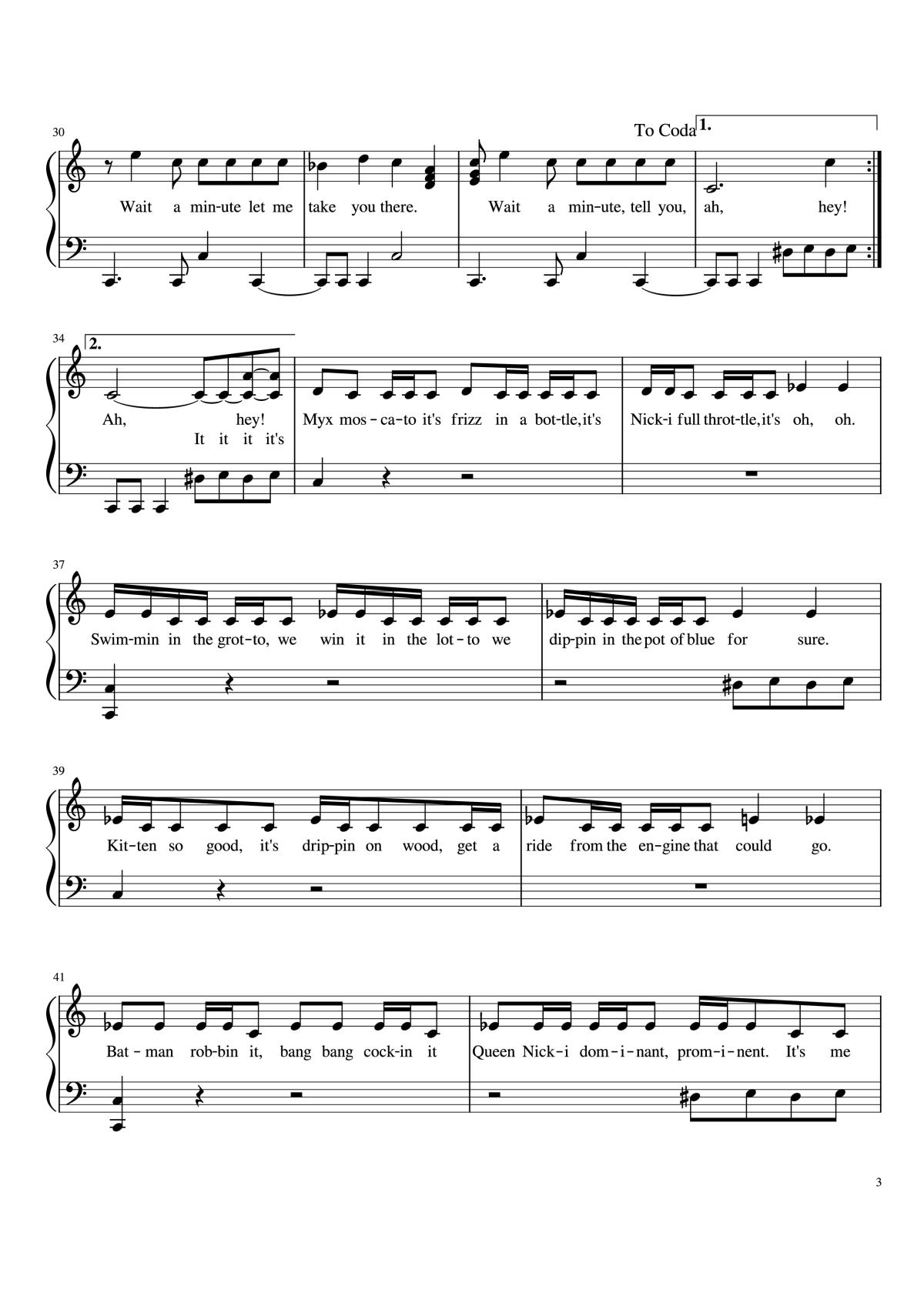 Page 3 of the piano sheet music PDF Piano – Bang Bang Piano (Easy) by Jessie J