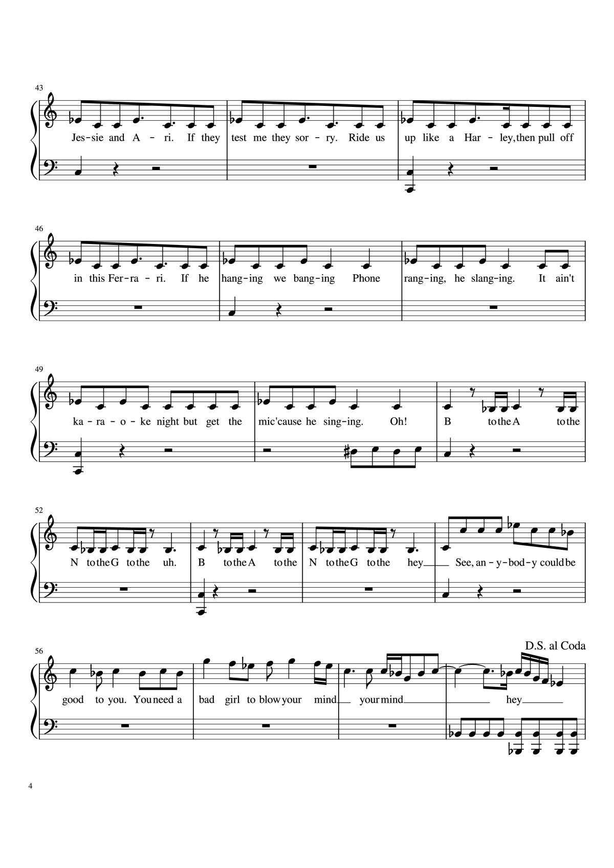 Page 4 of the piano sheet music PDF Piano – Bang Bang Piano (Easy) by Jessie J