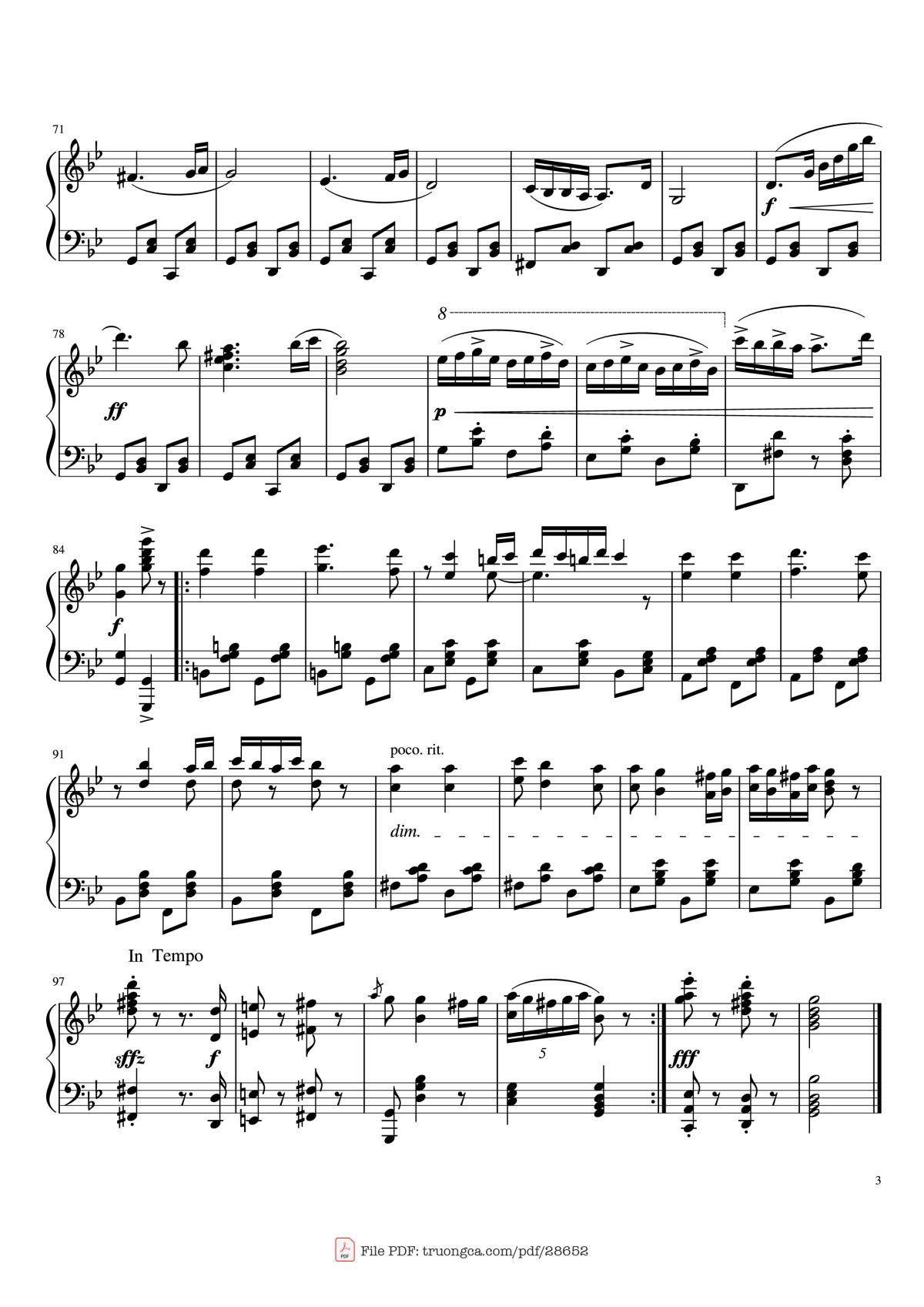 Page 3 of the piano sheet music PDF Piano – Hungarian Dance No. 5 Piano by Johannes Brahms