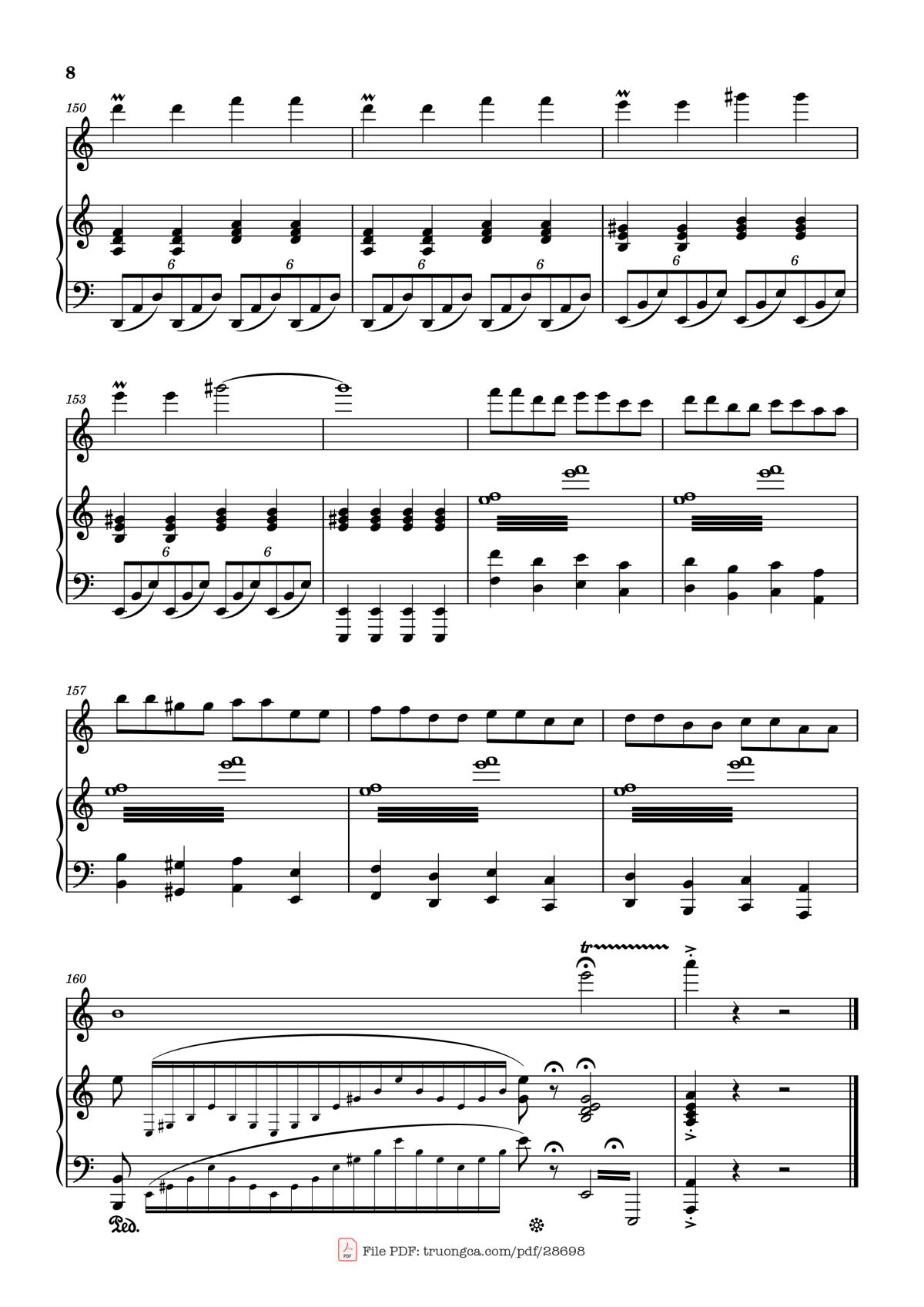 Page 8 of the piano sheet music PDF Piano – Vírgenes del sol Piano by Compositor: Jorge Bravo de Rueda
