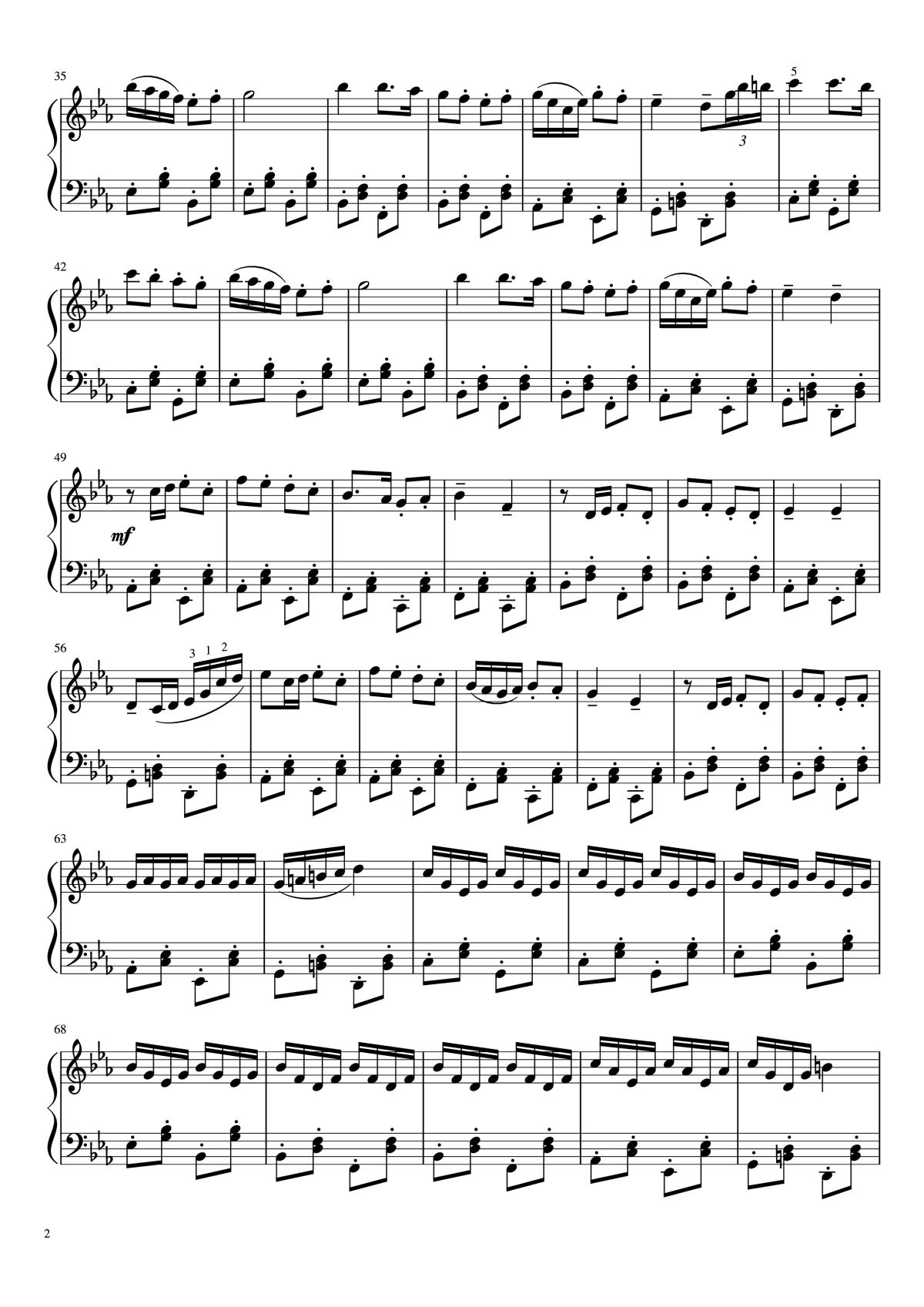 Page 2 of the piano sheet music PDF Piano – Bad Piggies Theme Piano by Ilmari Hakkola Arr: Anders Thue
