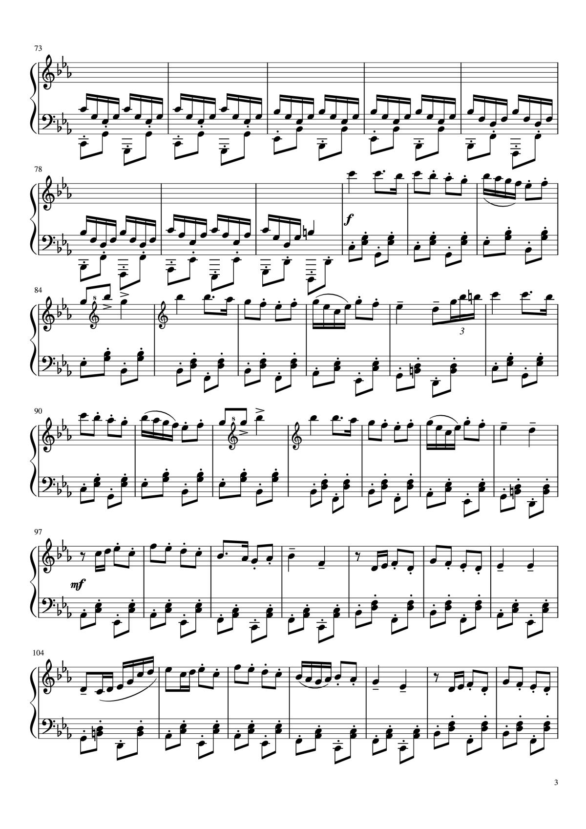 Page 3 of the piano sheet music PDF Piano – Bad Piggies Theme Piano by Ilmari Hakkola Arr: Anders Thue