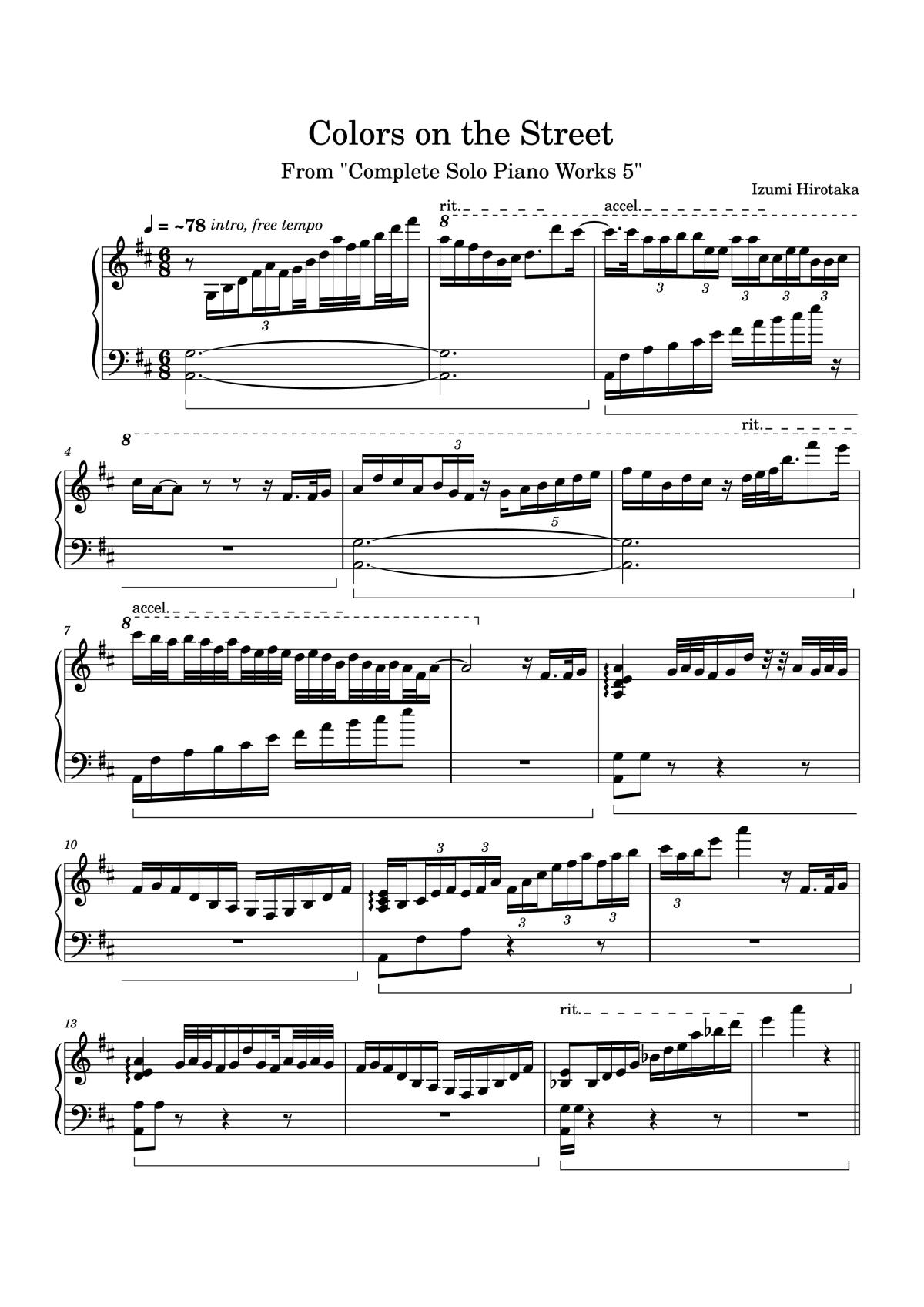 Page 1 of the piano sheet music PDF Piano – Colors on the Street Piano by Izumi Hirotaka