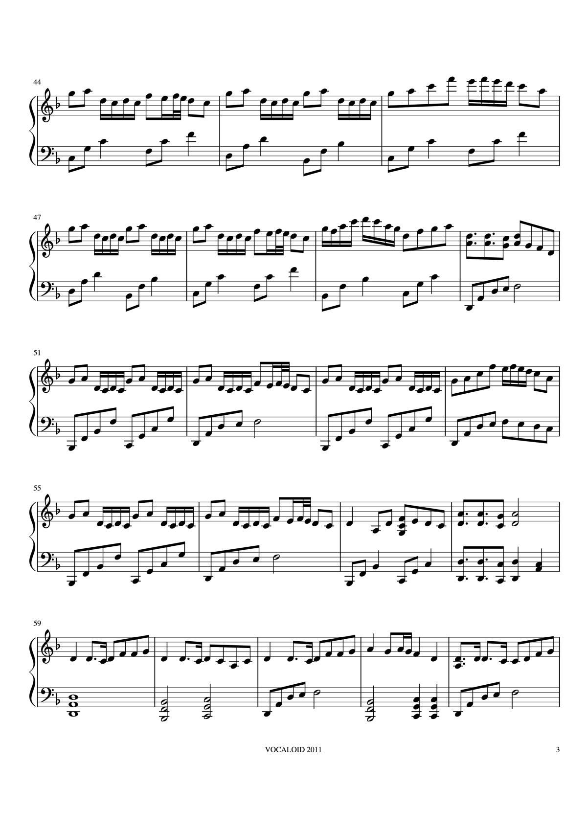 Page 3 of the piano sheet music PDF Piano – Senbonzakura Piano by Undefined