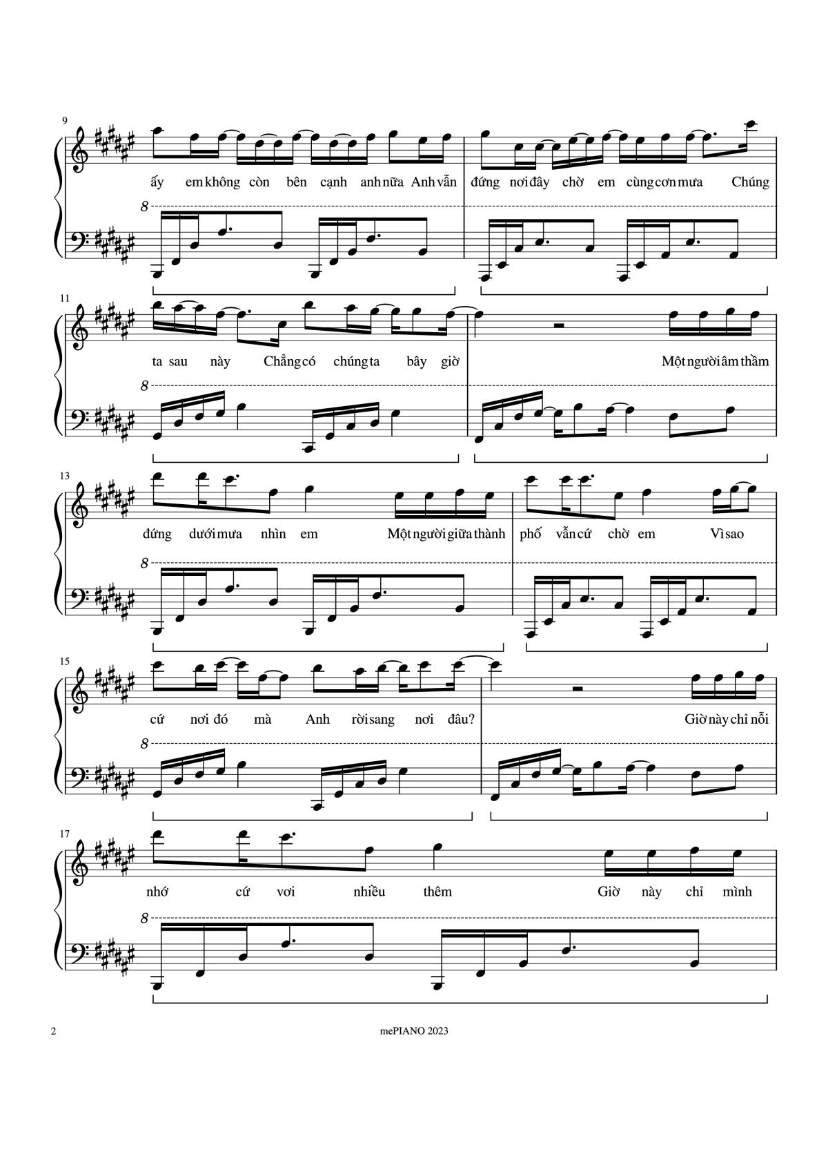 Page 2 of the piano sheet music PDF Piano – 3107 - Id 072019 Piano by W/n