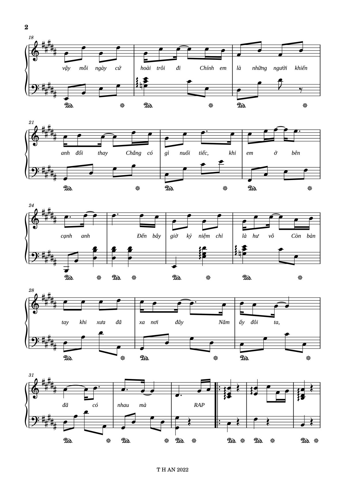 Page 2 of the piano sheet music PDF Piano – 3107-4 W/n ft Erik, Nâu Piano by W/n x Erik ft Nâu