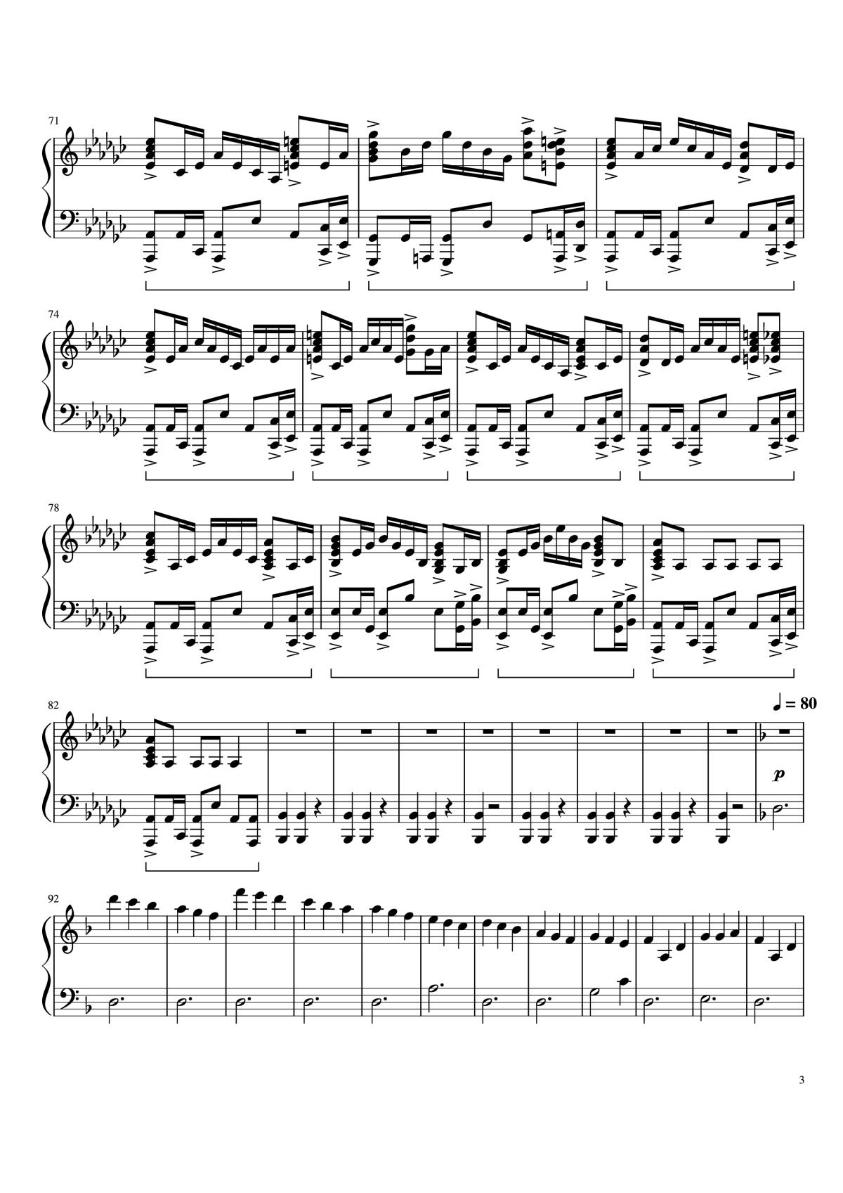 Page 3 of the piano sheet music PDF Piano – Davy Jones Theme Piano by Undefined