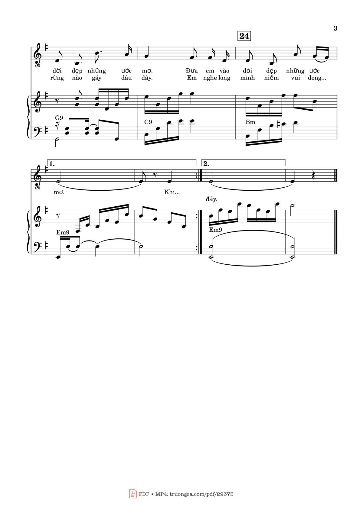 Page 3 of the piano sheet music PDF Piano – Niềm vui của em Piano đệm hát by Nhạc và lời: Nguyễn Huy Hùng