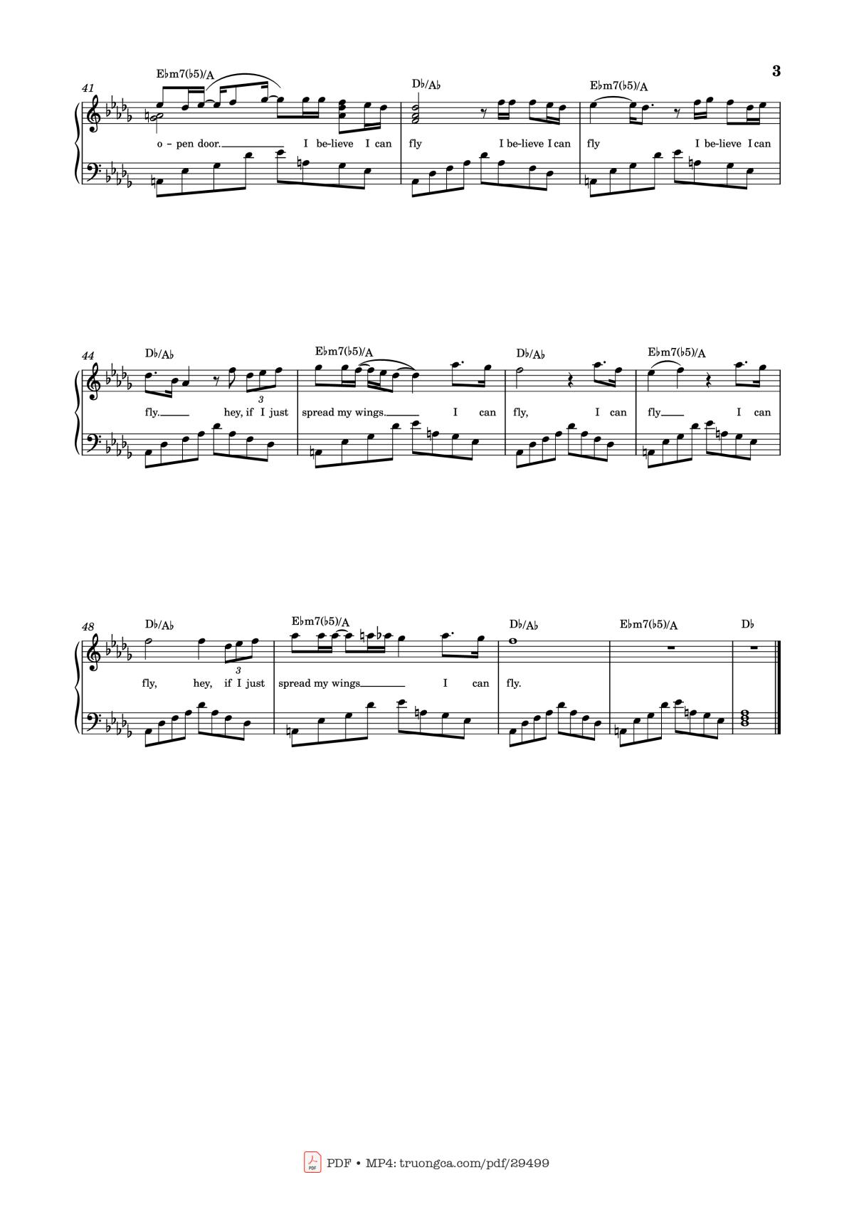 Page 3 of the piano sheet music PDF – I believe I can fly Piano by R. Kelly
