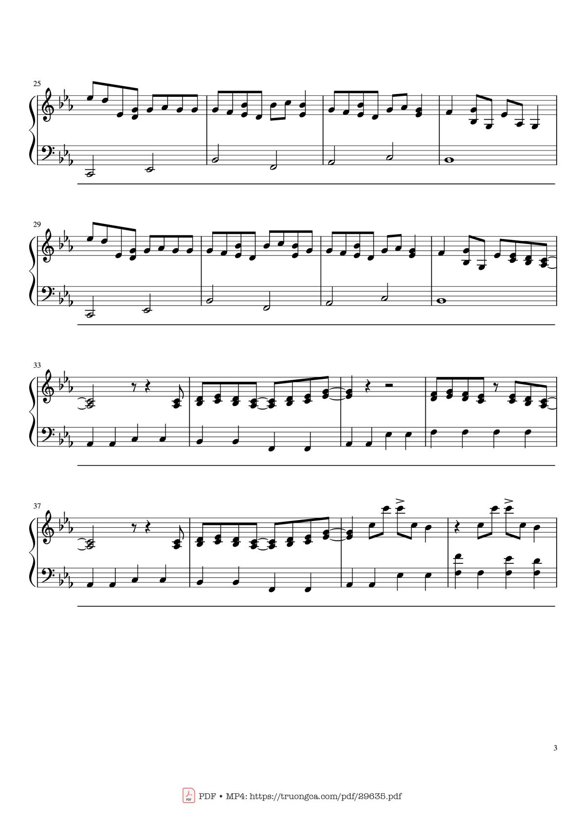 Page 3 of the piano sheet music PDF Piano – Leaving Hope Piano by IzzTen