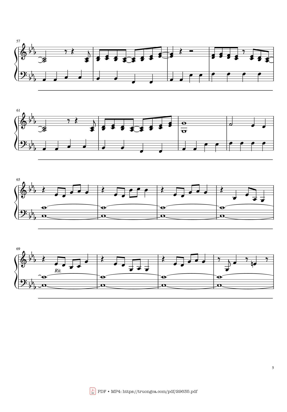 Page 5 of the piano sheet music PDF Piano – Leaving Hope Piano by IzzTen