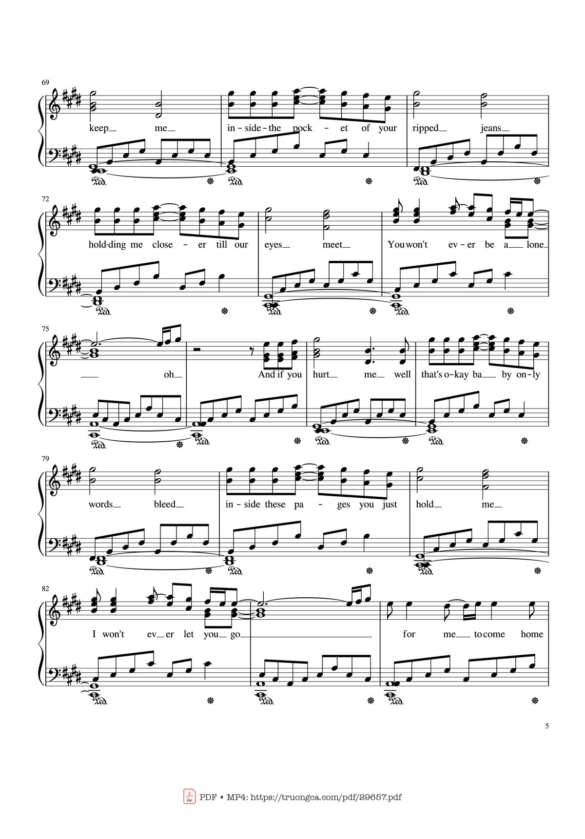 Page 5 of the piano sheet music PDF – Photograph Ed Sheeran Piano Solo by Ed Sheeran