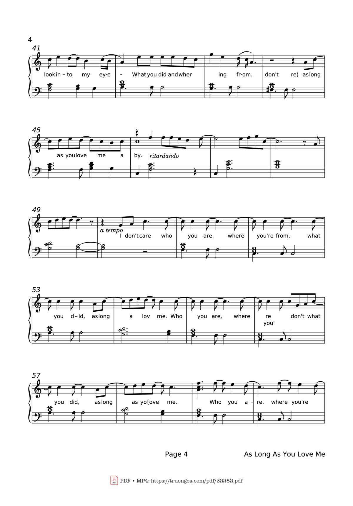Page 4 of the piano sheet music PDF Piano – As Long As You Love Me Piano by Backstreet Boys