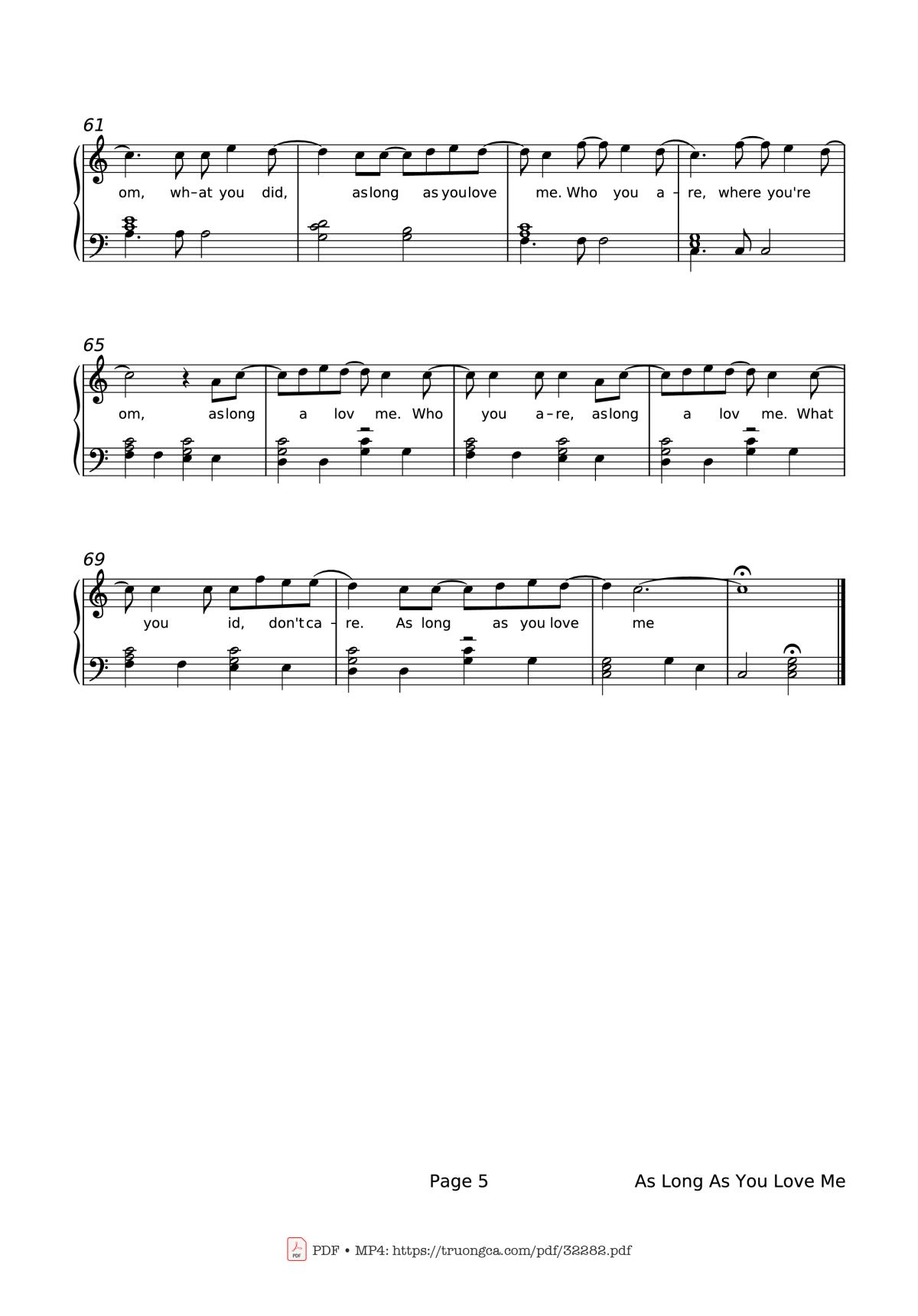 Page 5 of the piano sheet music PDF Piano – As Long As You Love Me Piano by Backstreet Boys