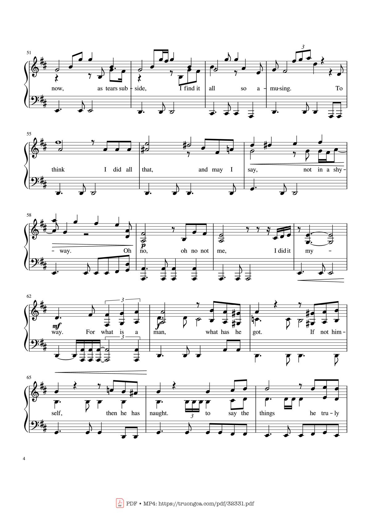 Page 4 of the piano sheet music PDF Piano – My Way Piano by Frank Sinatra