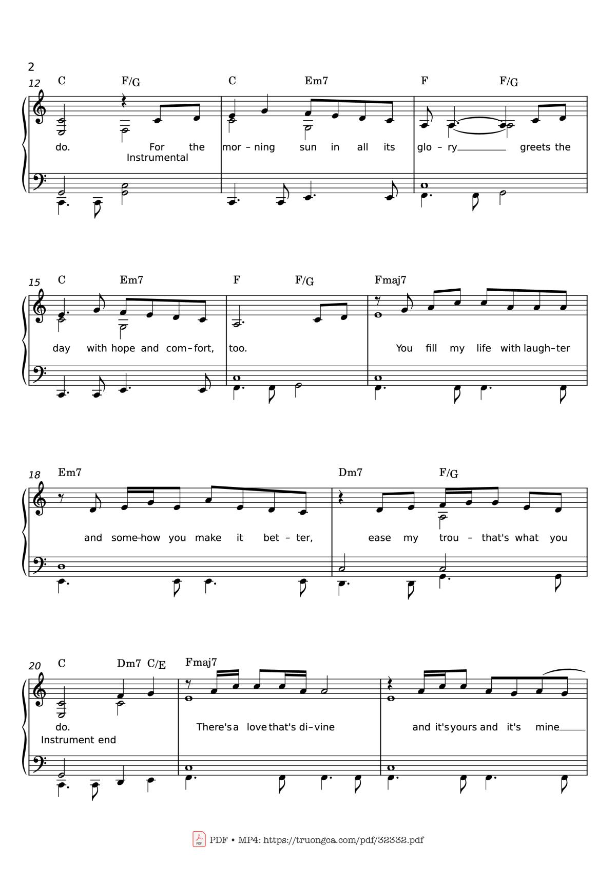 Page 2 of the piano sheet music PDF Piano – Have I told you lately Piano by VAN MORRISON