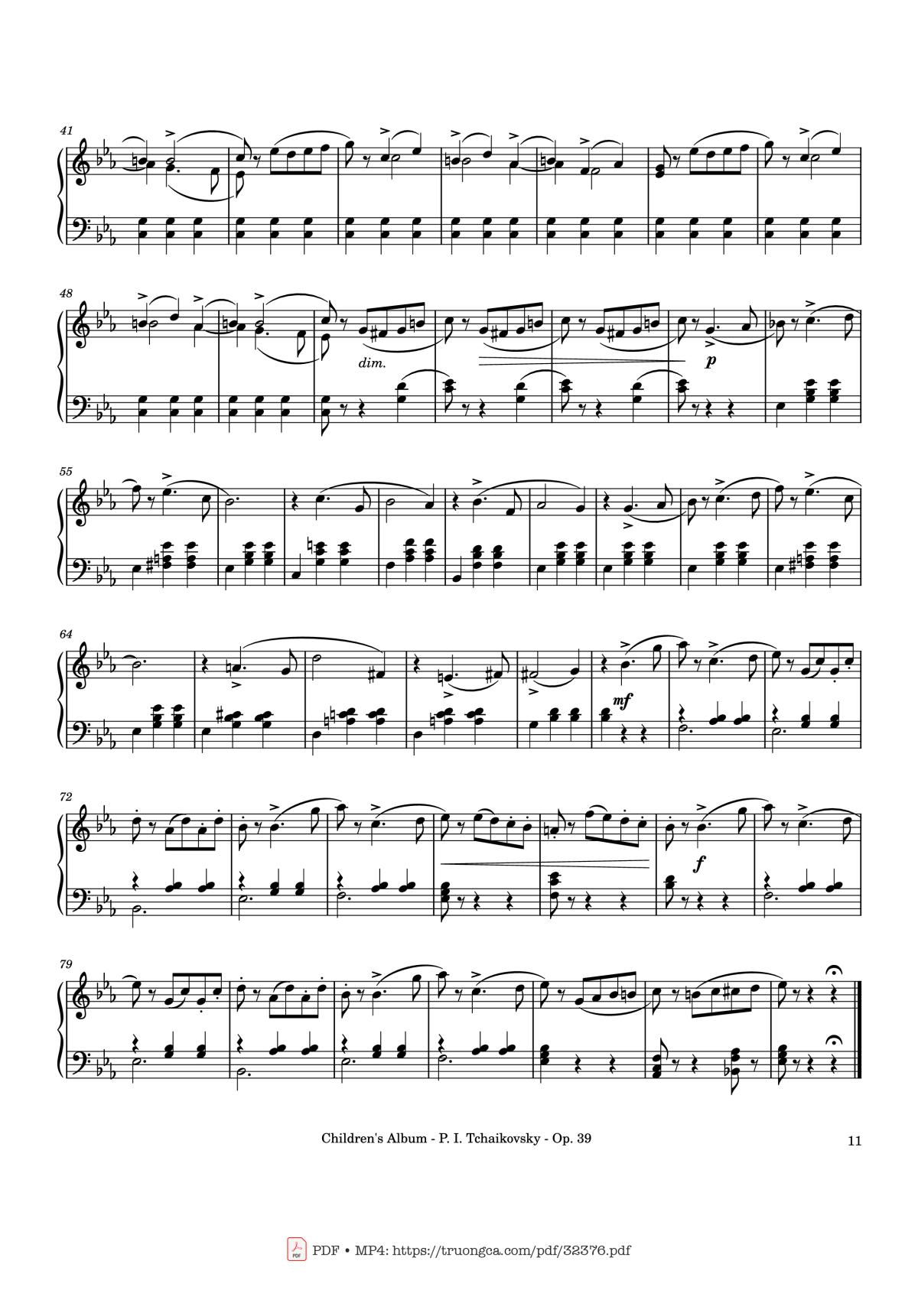 Page 11 of the piano sheet music PDF – Children