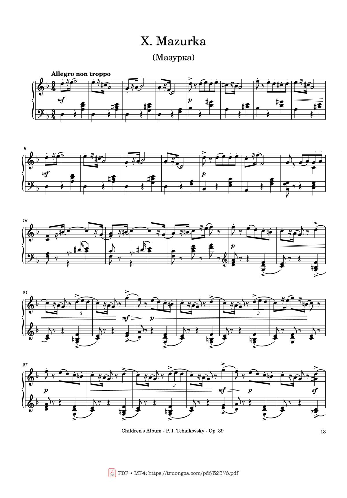 Page 13 of the piano sheet music PDF – Children