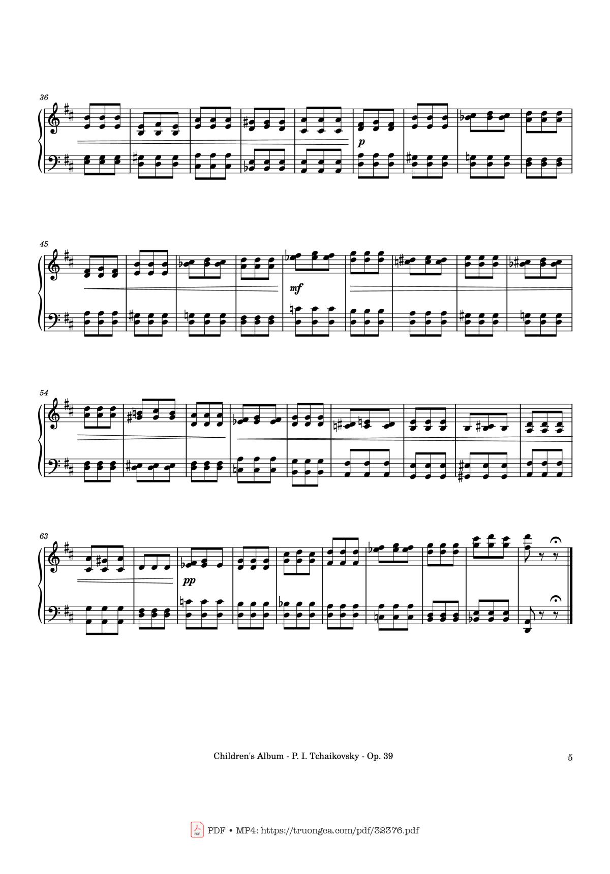 Page 5 of the piano sheet music PDF – Children