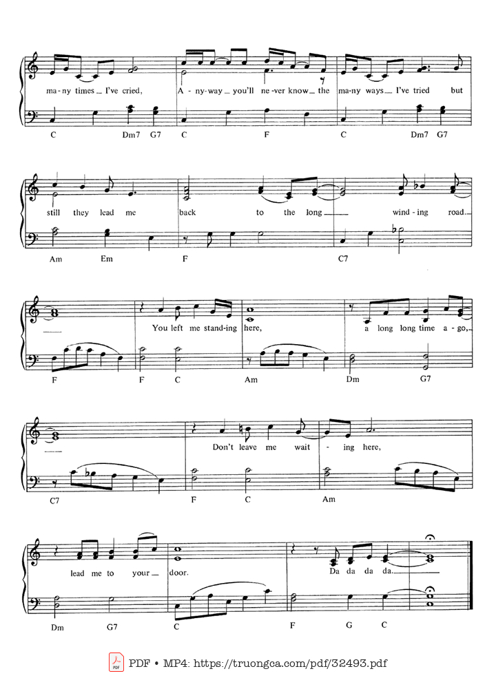 Page 2 of the piano sheet music PDF Piano – The Long And Winding Road (Easy Piano) by The Beatles