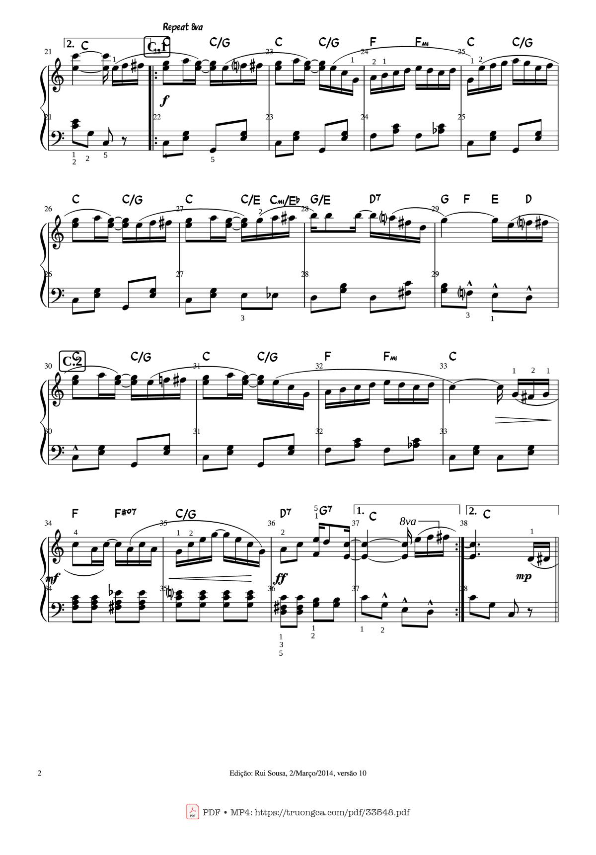 Page 2 of the piano sheet music PDF Piano – The Entertainer (Original Piece Piano) by Scott Joplin