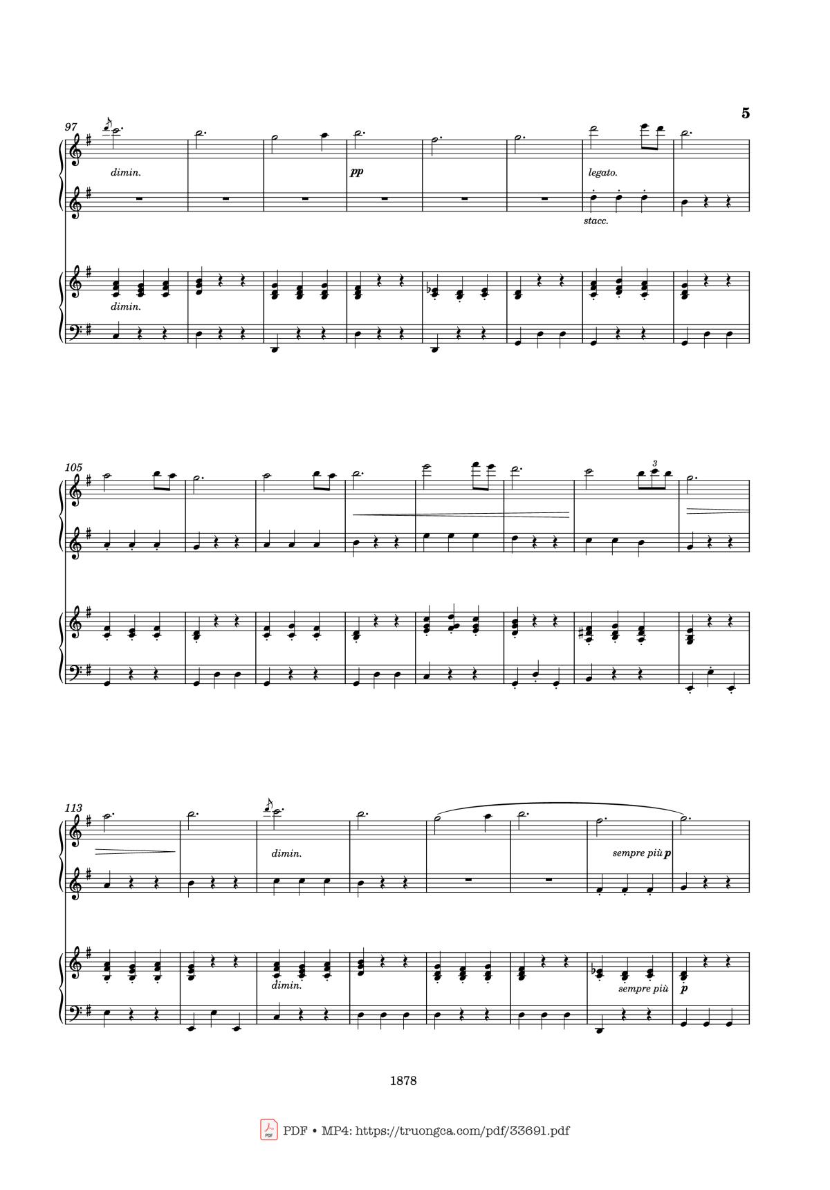 Page 5 of the piano sheet music PDF Piano – Slavonic Dances Op. 46 No. 8 Piano Four Hands by Antonin Leopold Dvorak