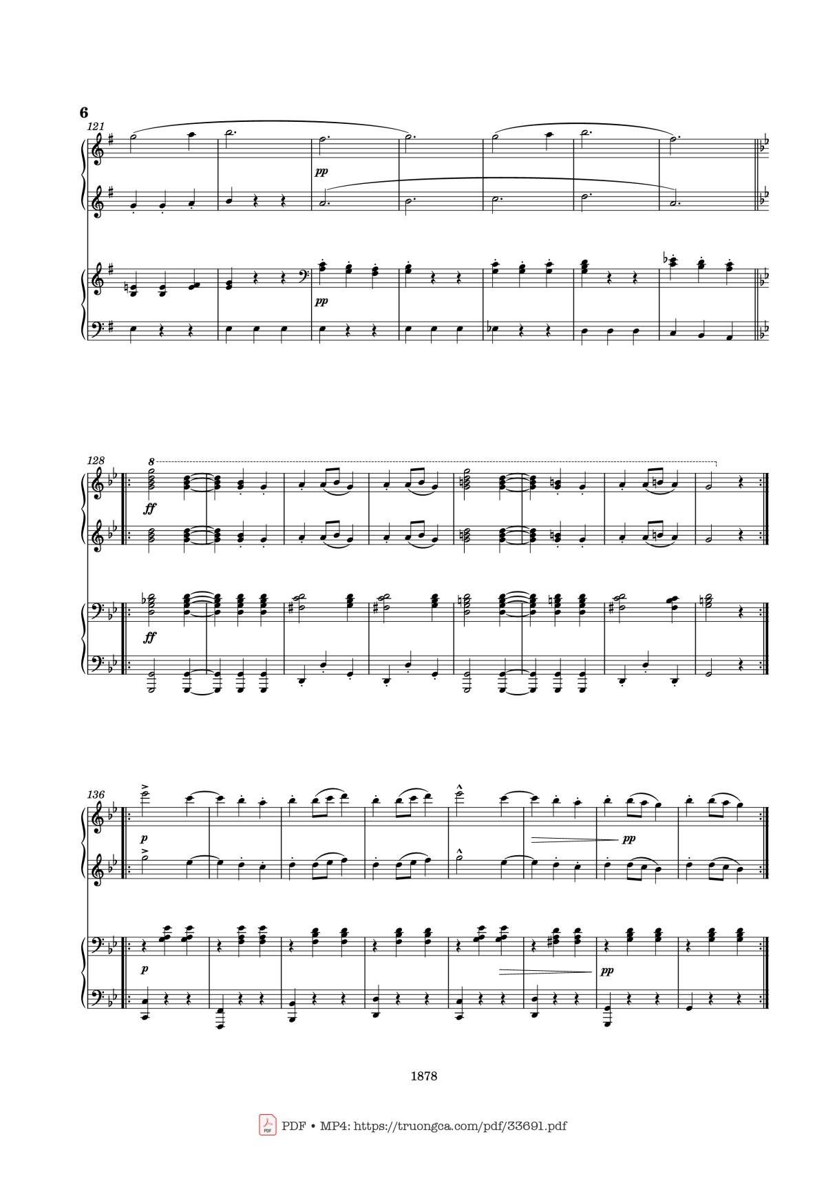 Page 6 of the piano sheet music PDF Piano – Slavonic Dances Op. 46 No. 8 Piano Four Hands by Antonin Leopold Dvorak