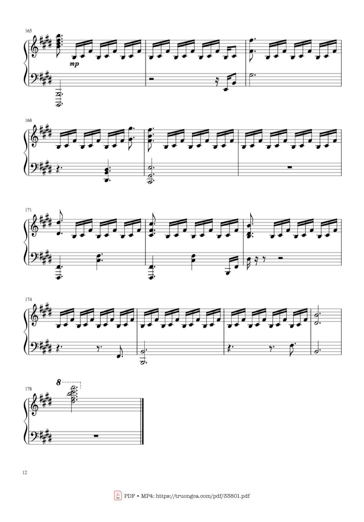 Page 12 of the piano sheet music PDF Piano – Sparkle Kimi no Na wa - (君の名は) piano by Cover by TheIshter Sheets by Bomb & Kou