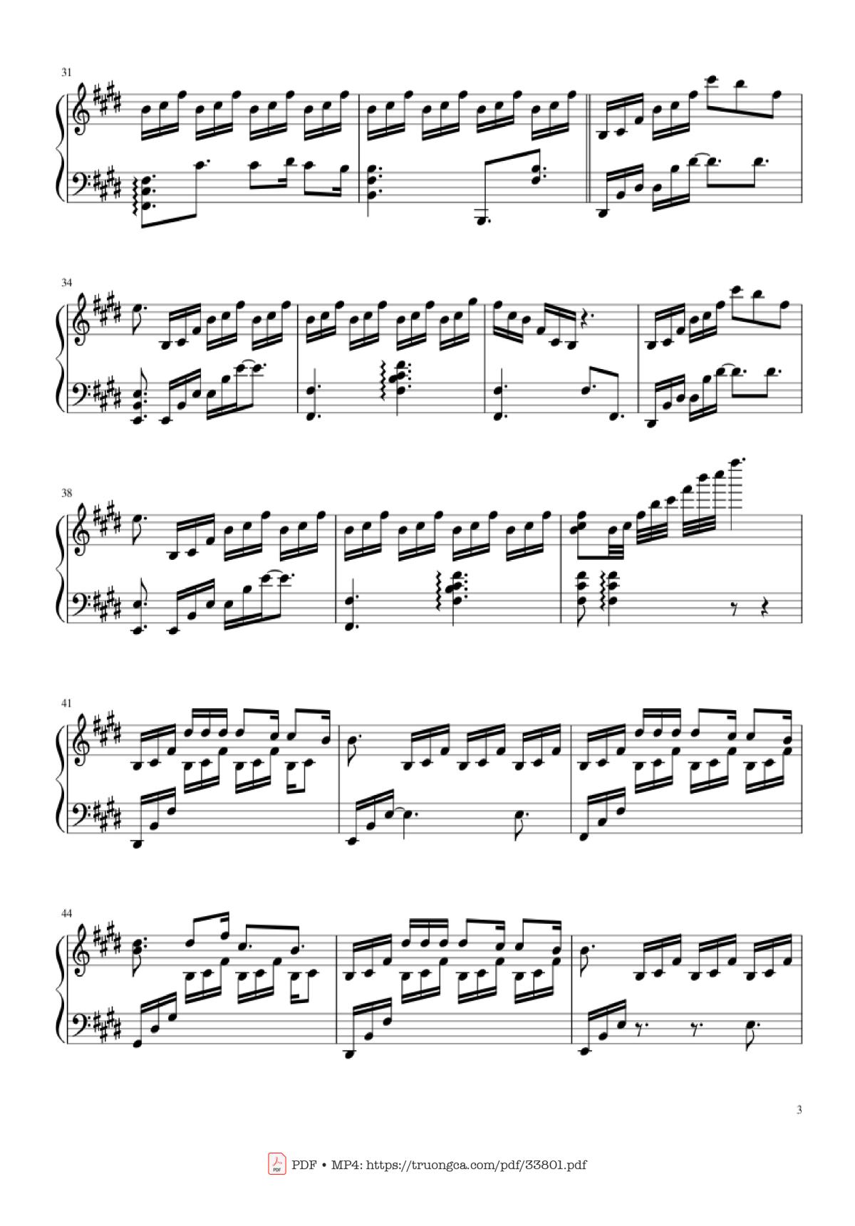 Page 3 of the piano sheet music PDF Piano – Sparkle Kimi no Na wa - (君の名は) piano by Cover by TheIshter Sheets by Bomb & Kou