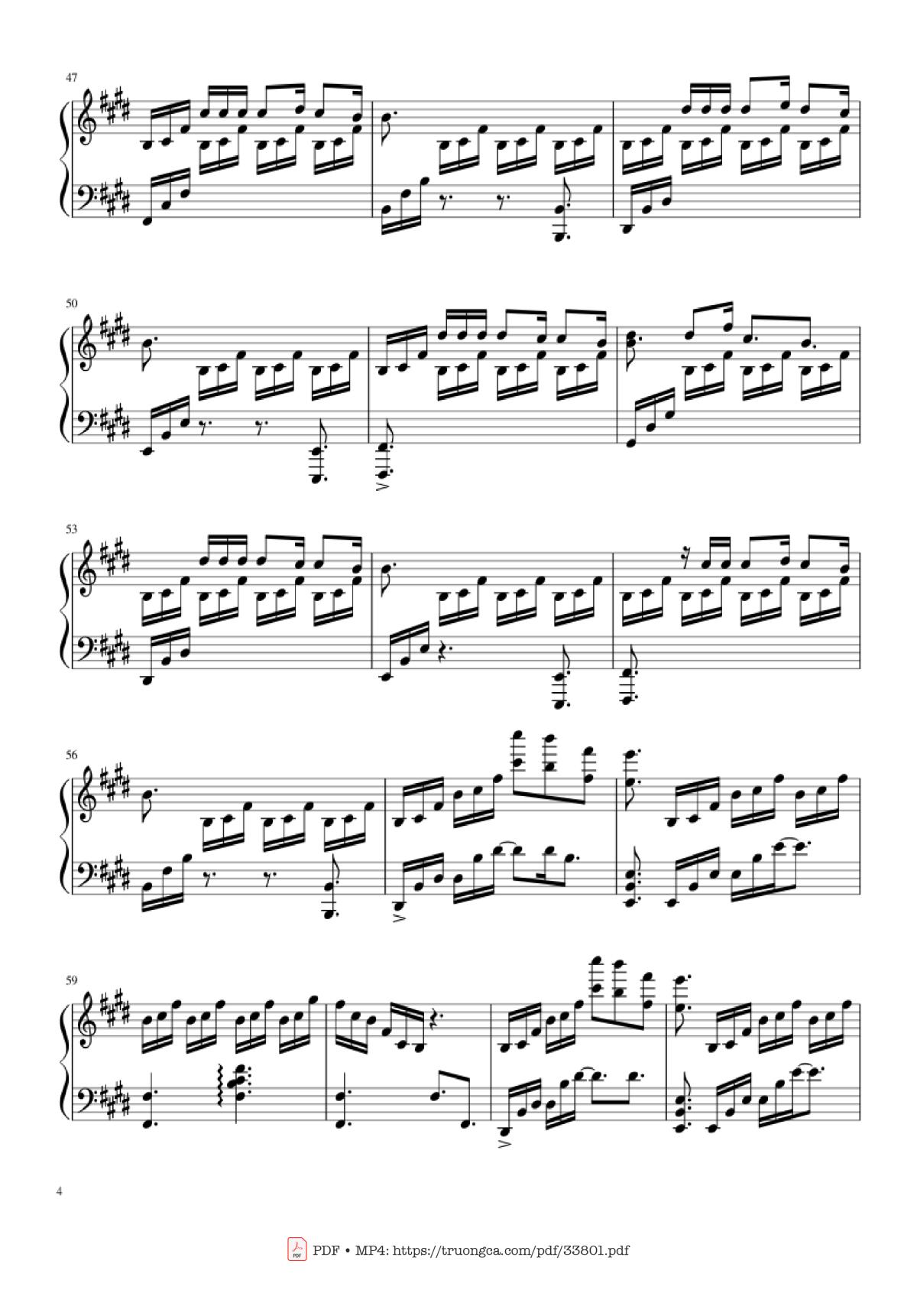 Page 4 of the piano sheet music PDF Piano – Sparkle Kimi no Na wa - (君の名は) piano by Cover by TheIshter Sheets by Bomb & Kou