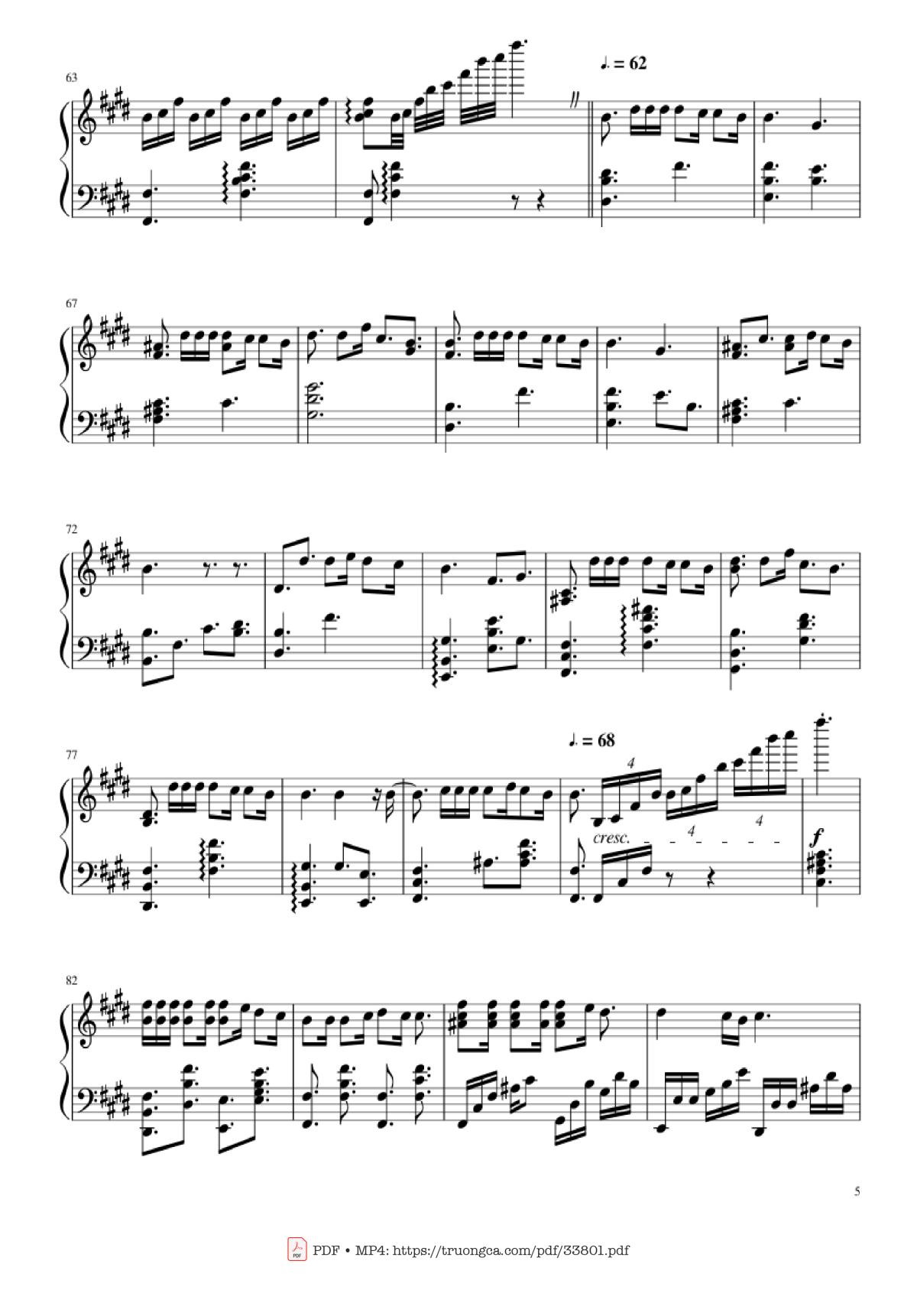 Page 5 of the piano sheet music PDF Piano – Sparkle Kimi no Na wa - (君の名は) piano by Cover by TheIshter Sheets by Bomb & Kou
